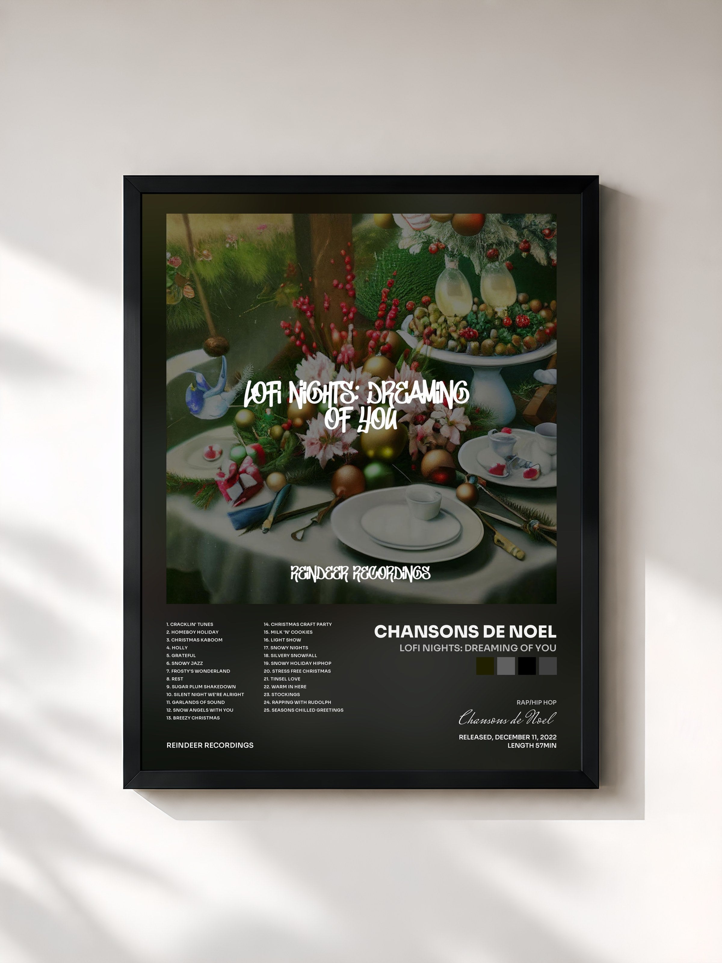#noir Tableau de l'album Lofi Nights: Dreaming of You de Chansons de Noel, cadre noir, imprimé et encadré en France