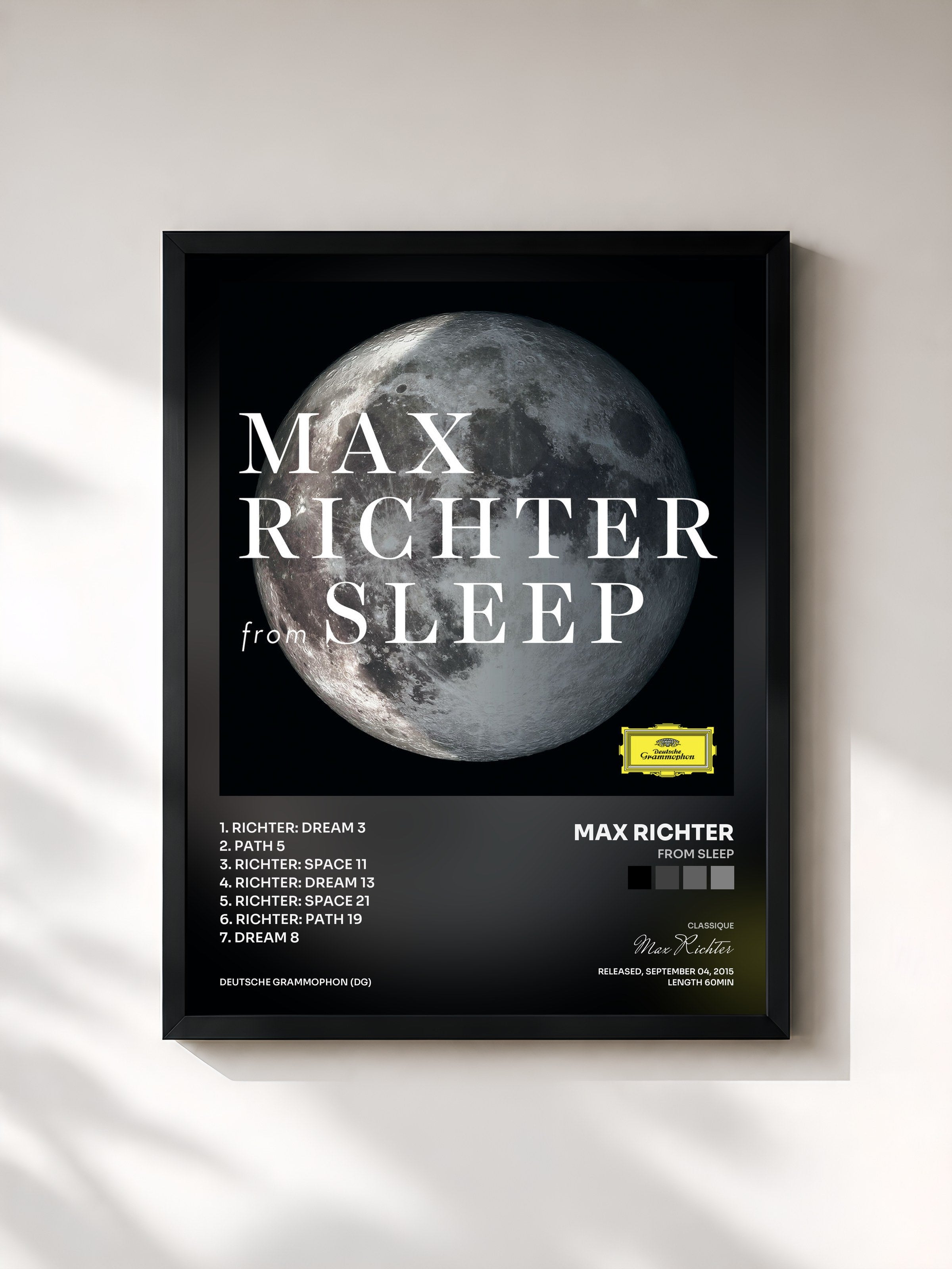 #noir Tableau de l'album From Sleep de Max Richter, cadre noir, imprimé et encadré en France