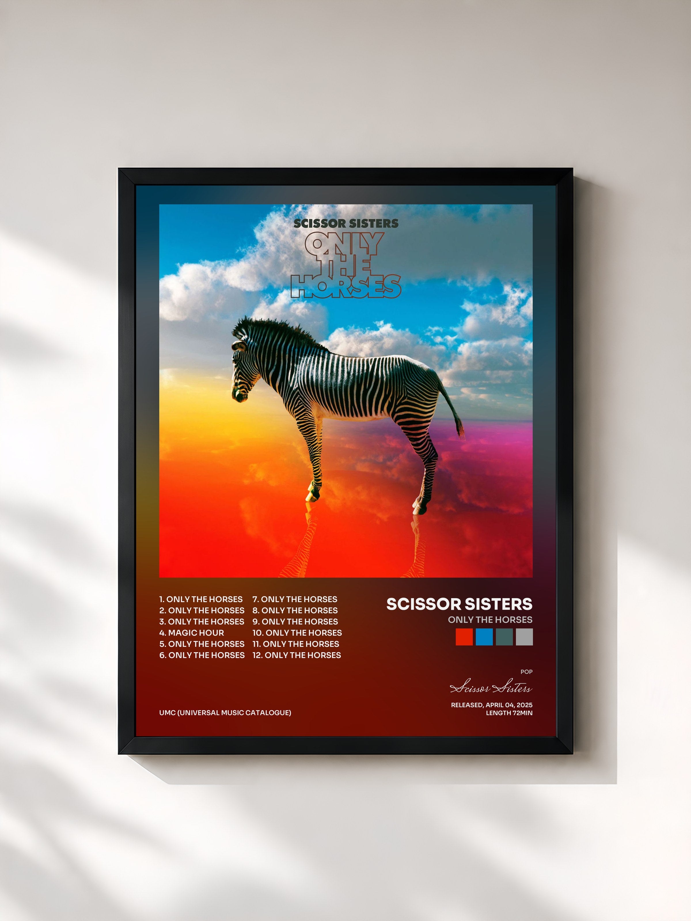 #noir Tableau de l'album Only The Horses de Scissor Sisters, cadre noir, imprimé et encadré en France