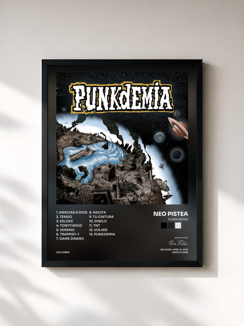 #noir Tableau de l'album PUNKDEMIA de Neo Pistea, cadre noir, imprimé et encadré en France
