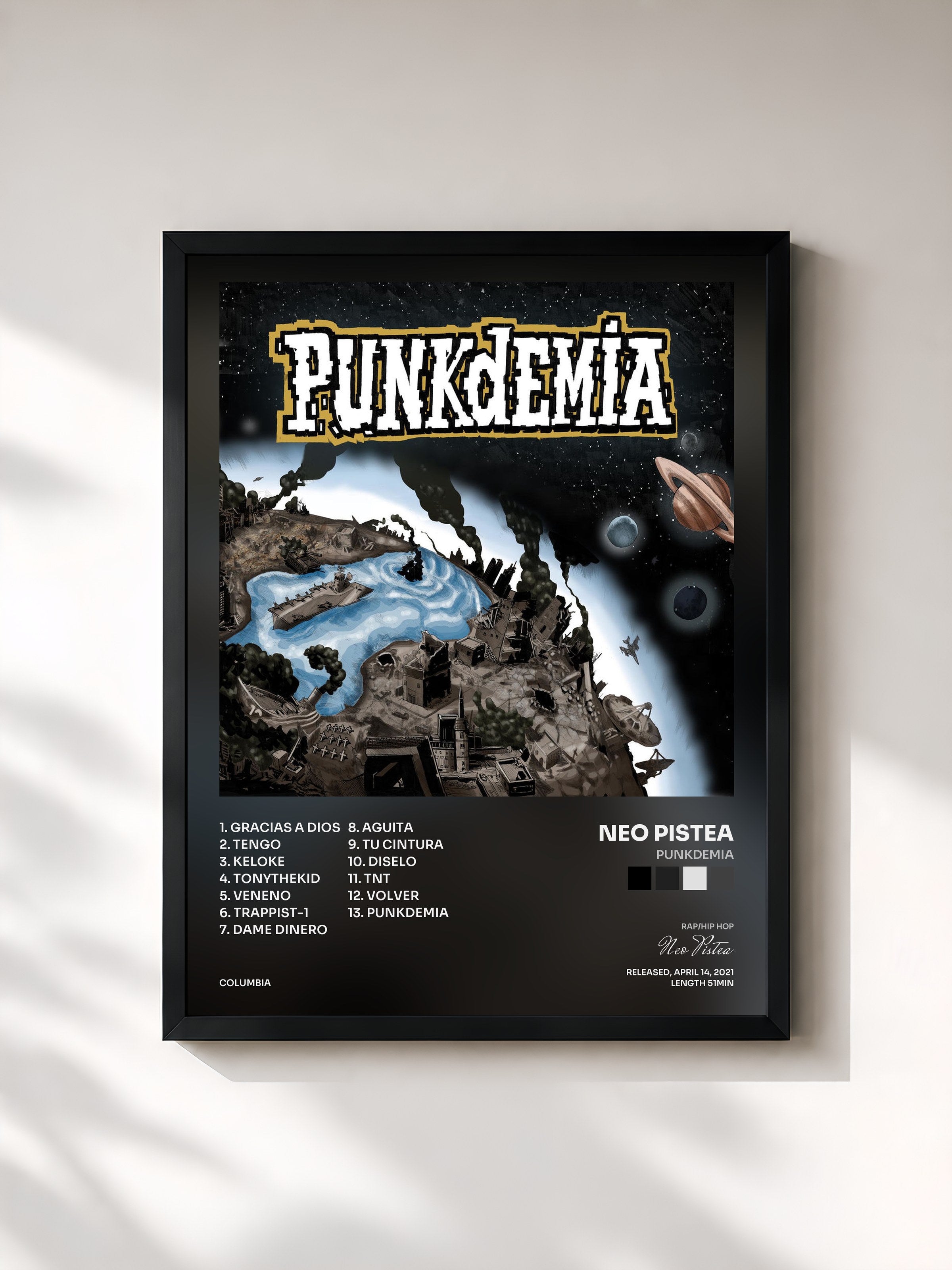 #noir Tableau de l'album PUNKDEMIA de Neo Pistea, cadre noir, imprimé et encadré en France