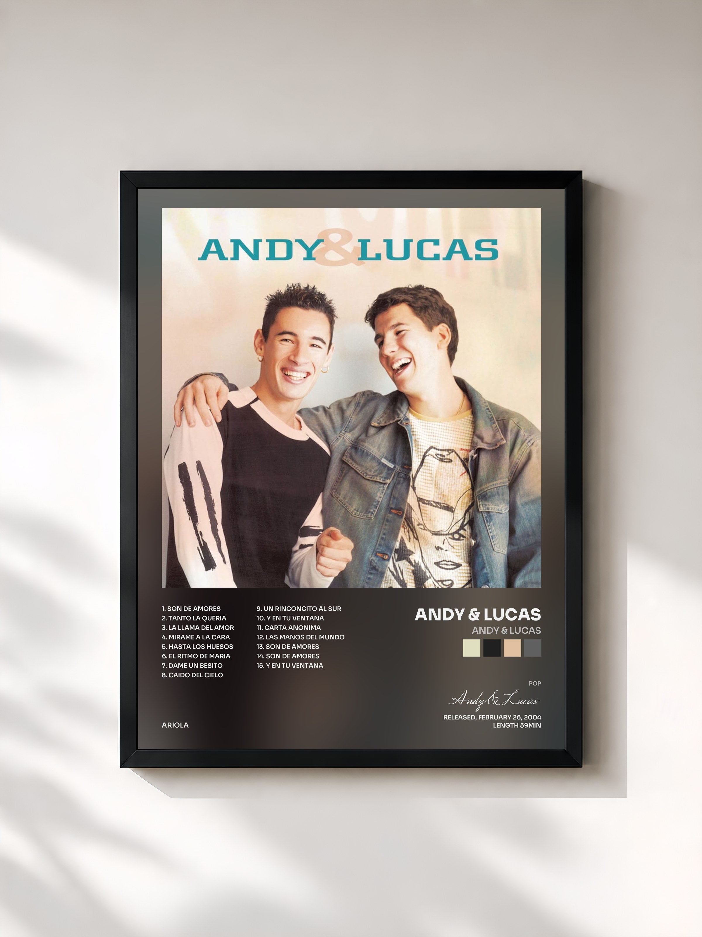 #noir Tableau de l'album Andy & Lucas de Andy & Lucas, cadre noir, imprimé et encadré en France