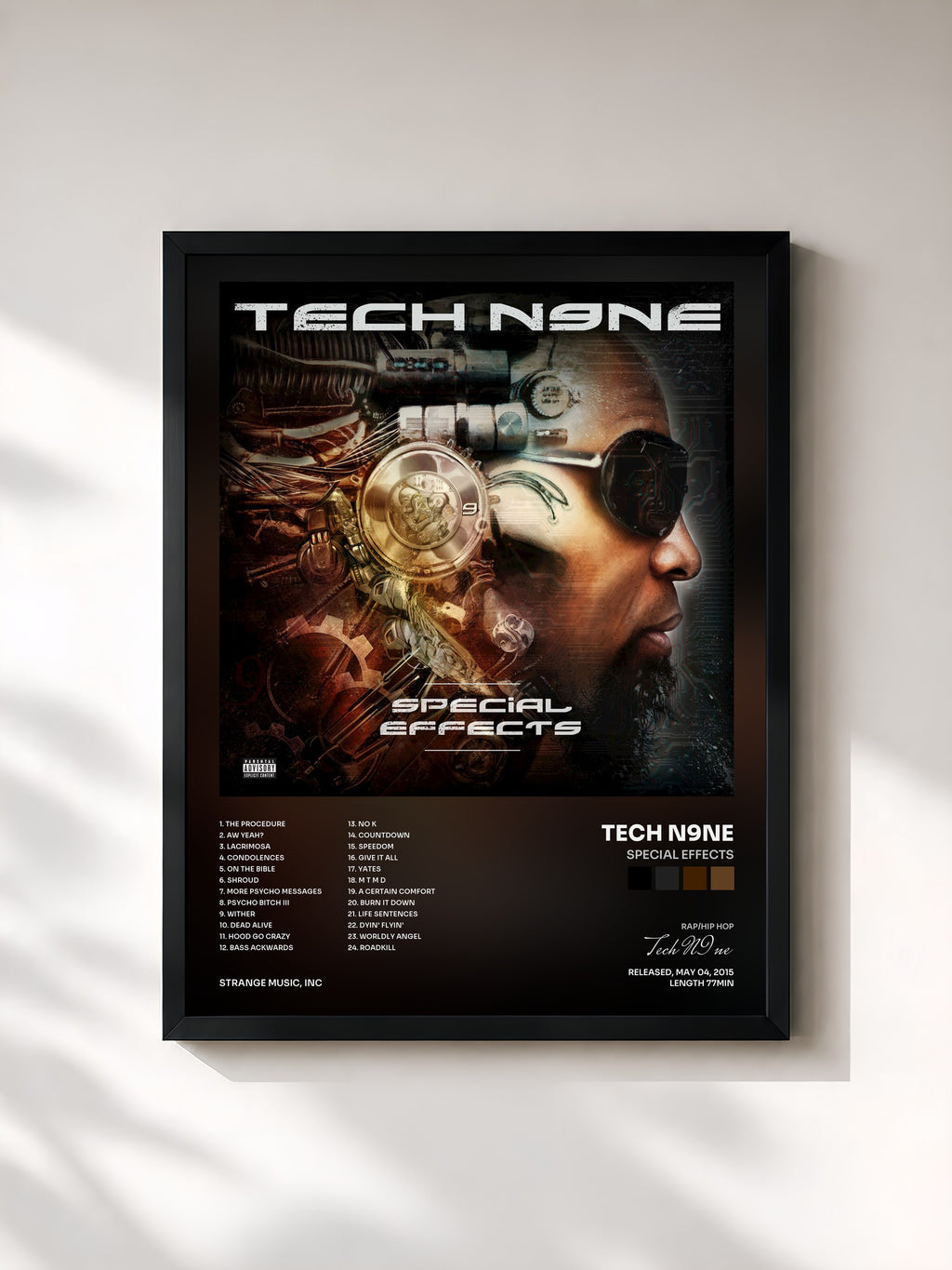 #noir Tableau de l'album Special Effects de Tech N9ne, cadre noir, imprimé et encadré en France