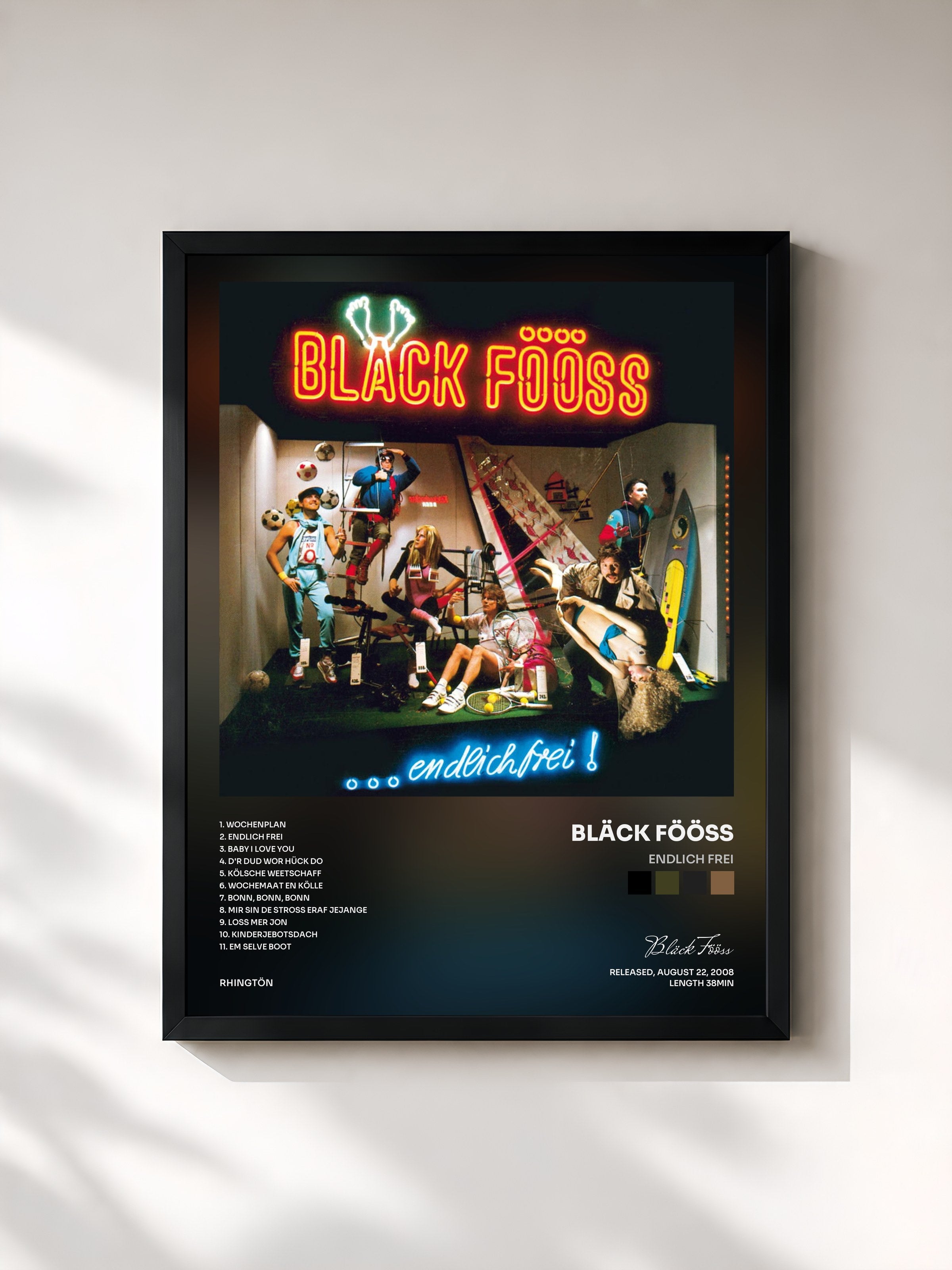 #noir Tableau de l'album Endlich Frei de Bläck Fööss, cadre noir, imprimé et encadré en France
