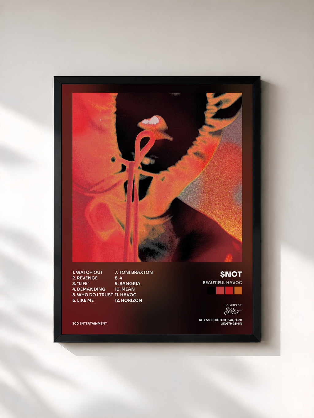 #noir Tableau de l'album Beautiful Havoc de $Not, cadre noir, imprimé et encadré en France