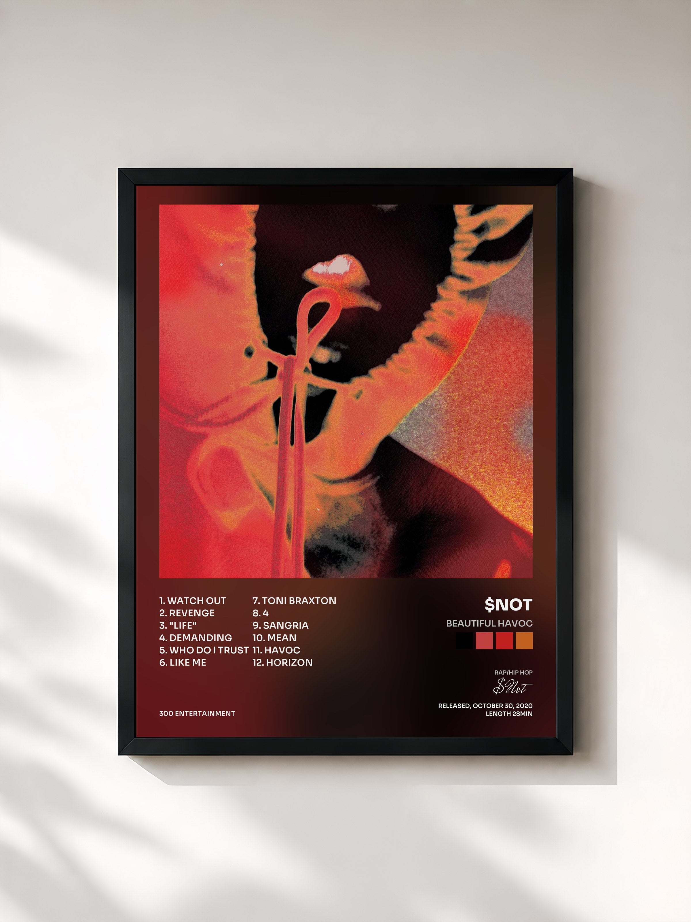 #noir Tableau de l'album Beautiful Havoc de $Not, cadre noir, imprimé et encadré en France