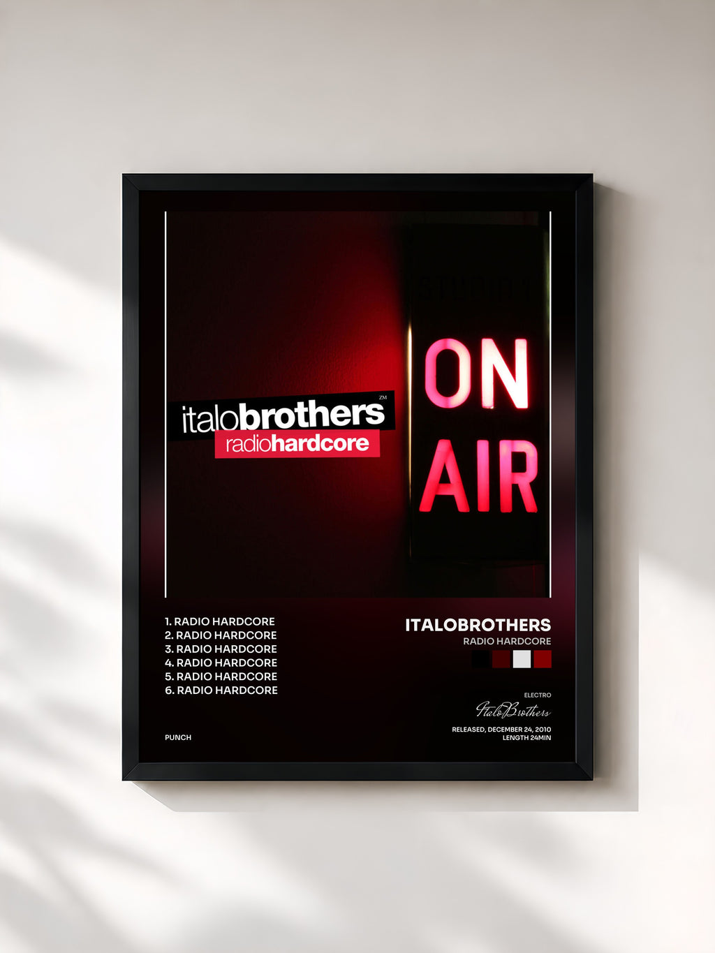 #noir Tableau de l'album Radio Hardcore de ItaloBrothers, cadre noir, imprimé et encadré en France