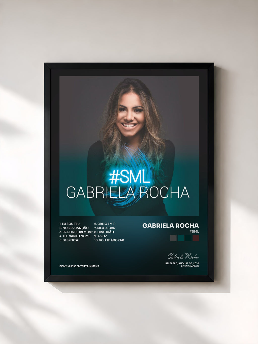 #noir Tableau de l'album #SML de Gabriela Rocha, cadre noir, imprimé et encadré en France
