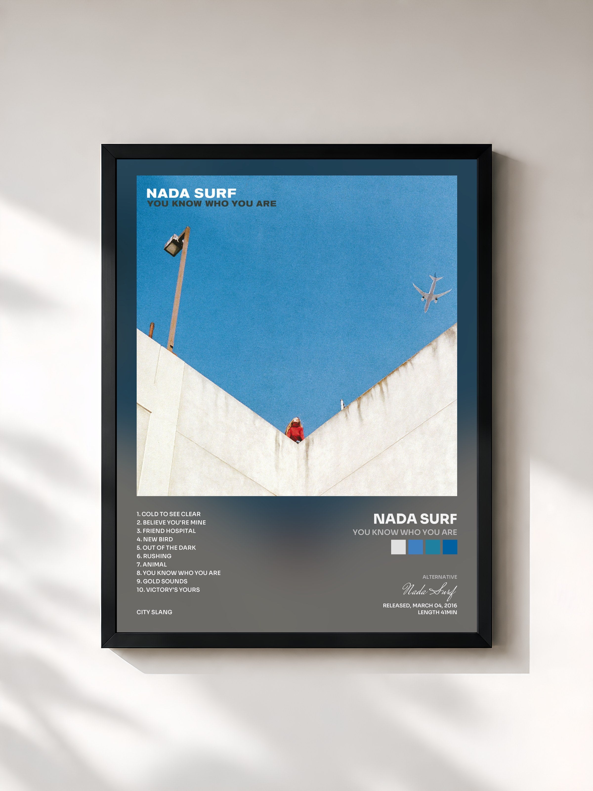 #noir Tableau de l'album You Know Who You Are de Nada Surf, cadre noir, imprimé et encadré en France