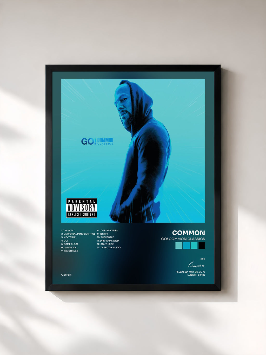 #noir Tableau de l'album Go! Common Classics de Common, cadre noir, imprimé et encadré en France