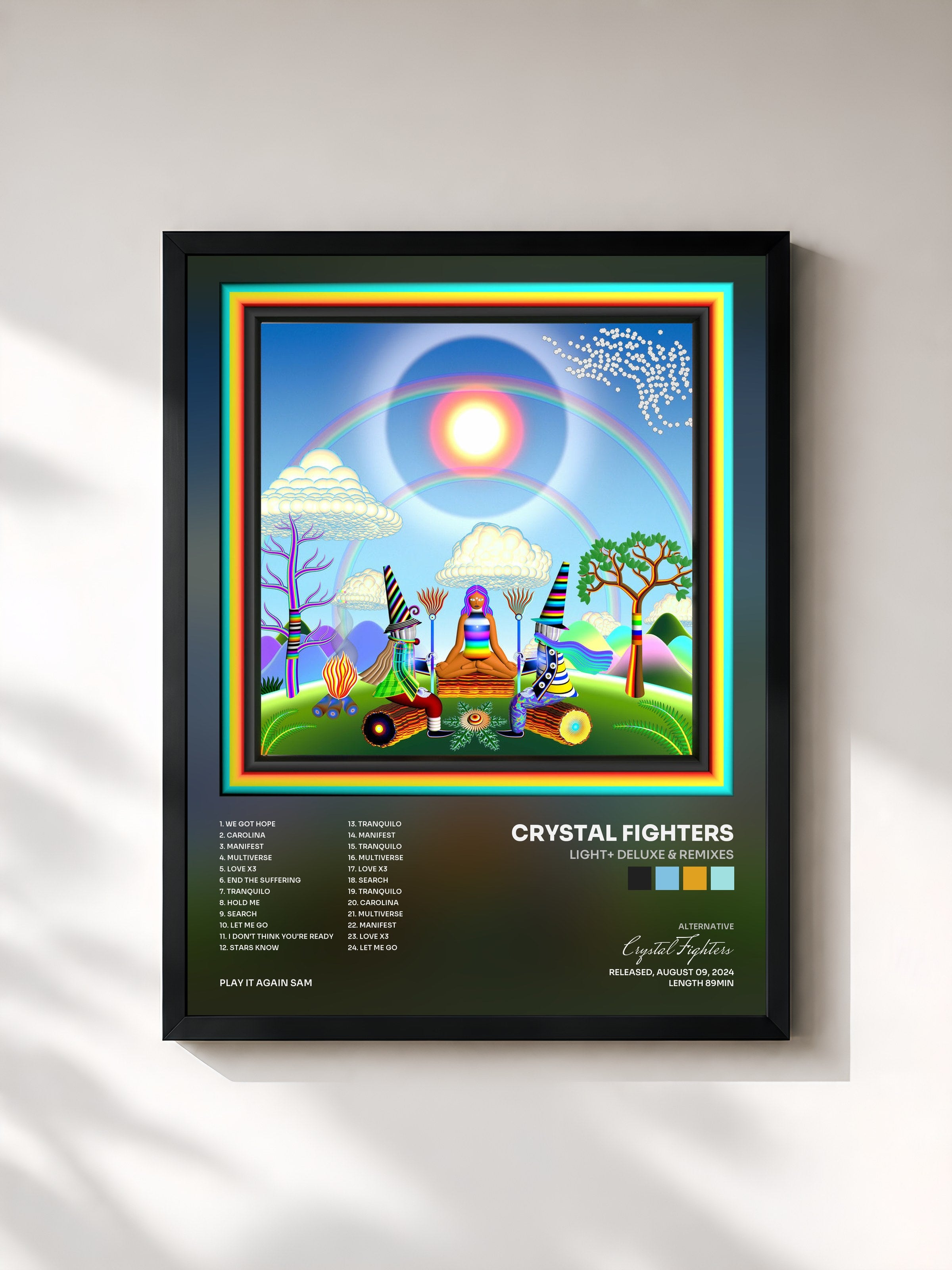 #noir Tableau de l'album LIGHT+ Deluxe & Remixes de Crystal Fighters, cadre noir, imprimé et encadré en France