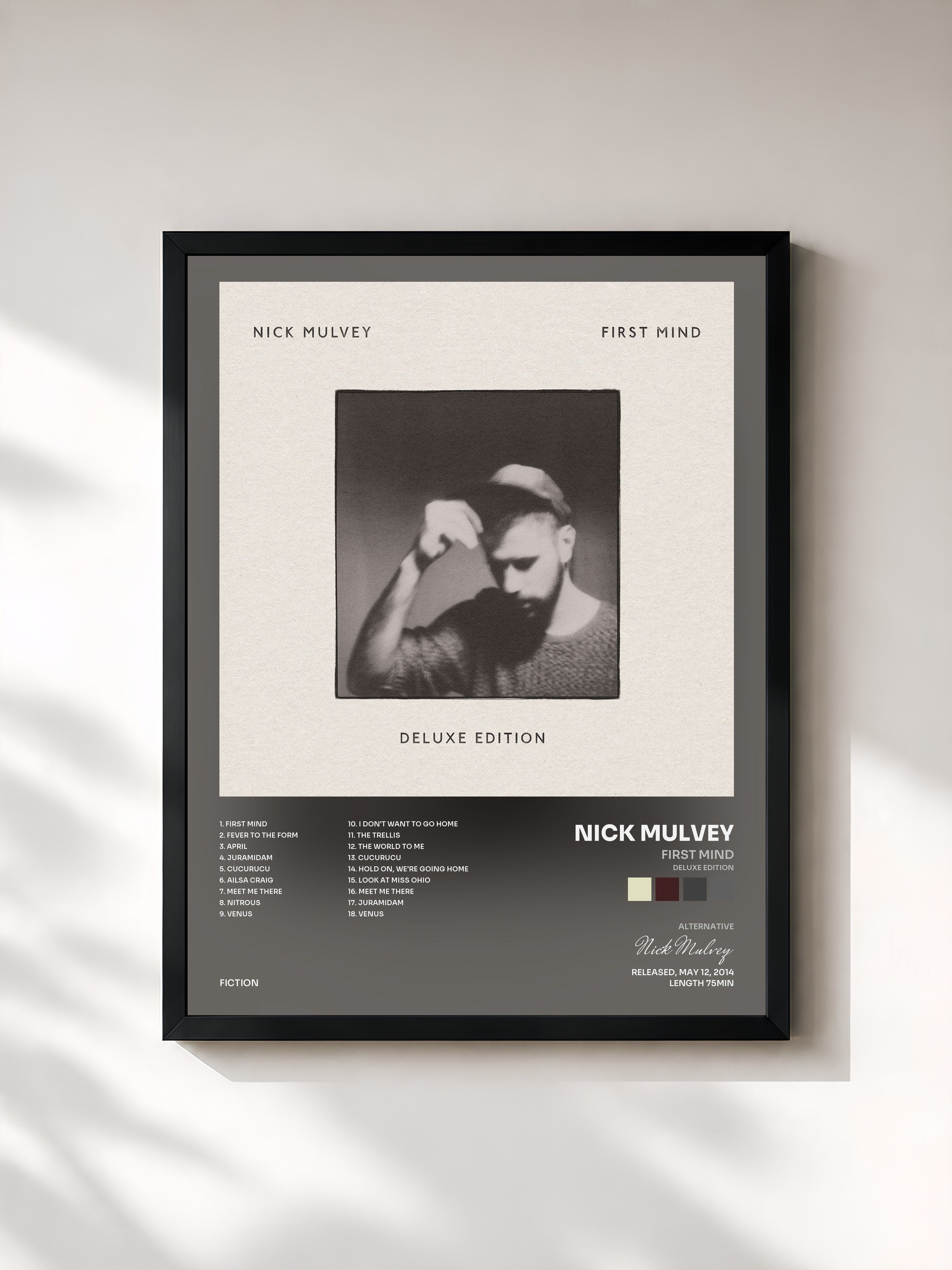 #noir Tableau de l'album First Mind (Deluxe Edition) de Nick Mulvey, cadre noir, imprimé et encadré en France
