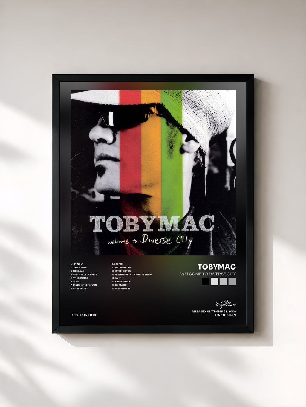 #noir Tableau de l'album Welcome To Diverse City de tobyMac, cadre noir, imprimé et encadré en France
