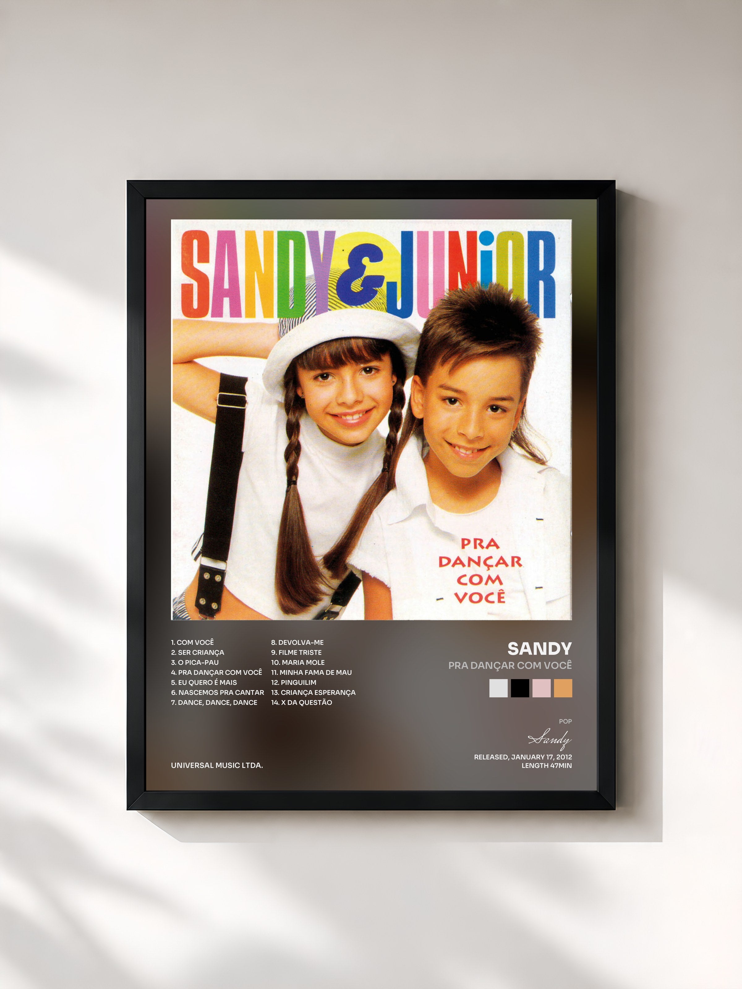 #noir Tableau de l'album Pra Dançar Com Você de Sandy, cadre noir, imprimé et encadré en France