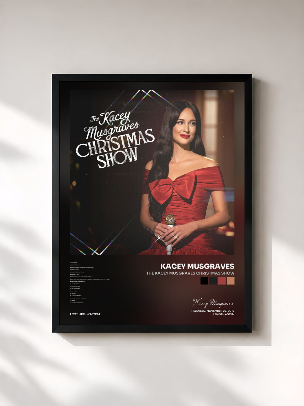 #noir Tableau de l'album The Kacey Musgraves Christmas Show de Kacey Musgraves, cadre noir, imprimé et encadré en France