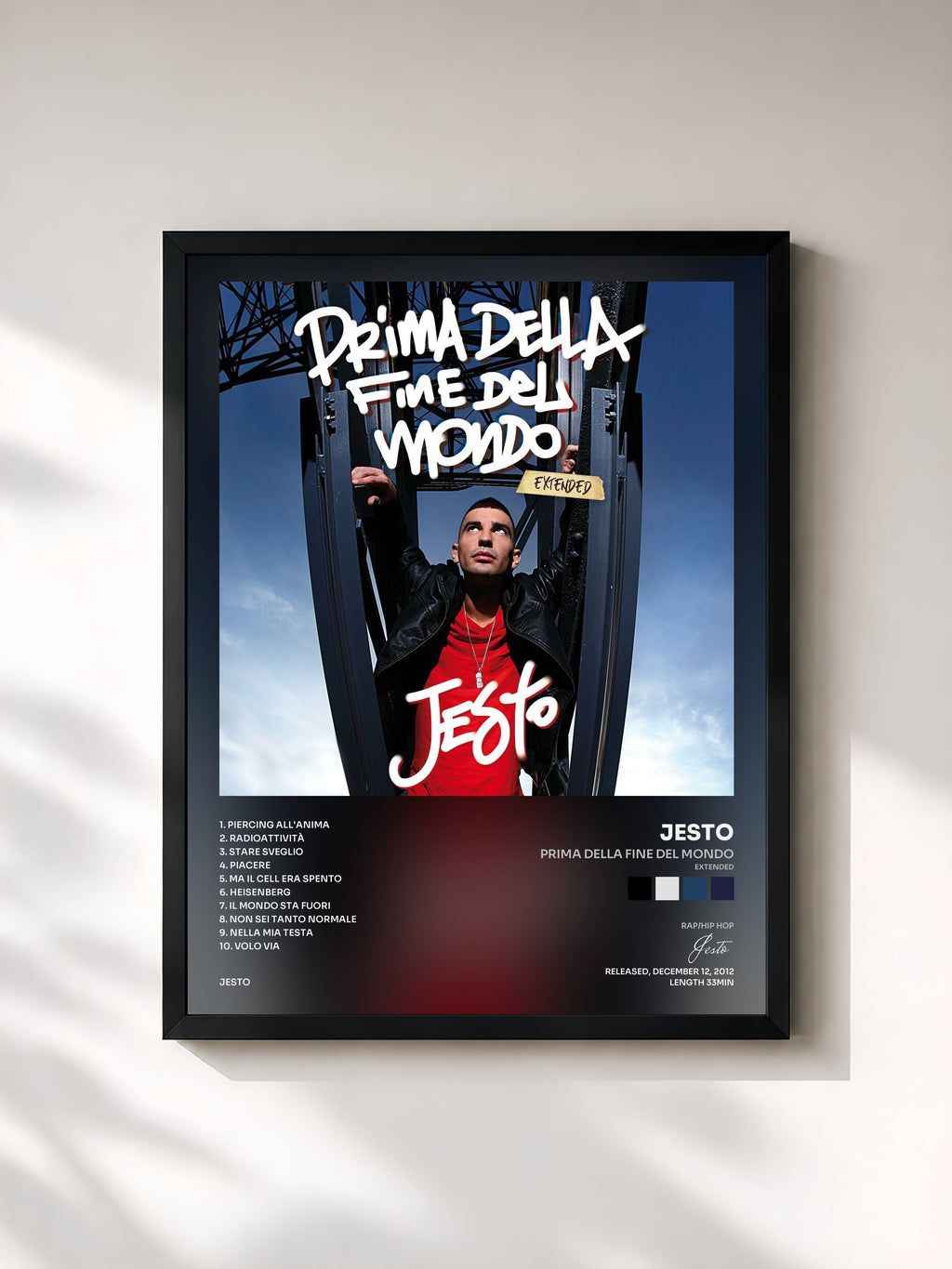 #noir Tableau de l'album Prima Della Fine Del Mondo (Extended) de Jesto, cadre noir, imprimé et encadré en France