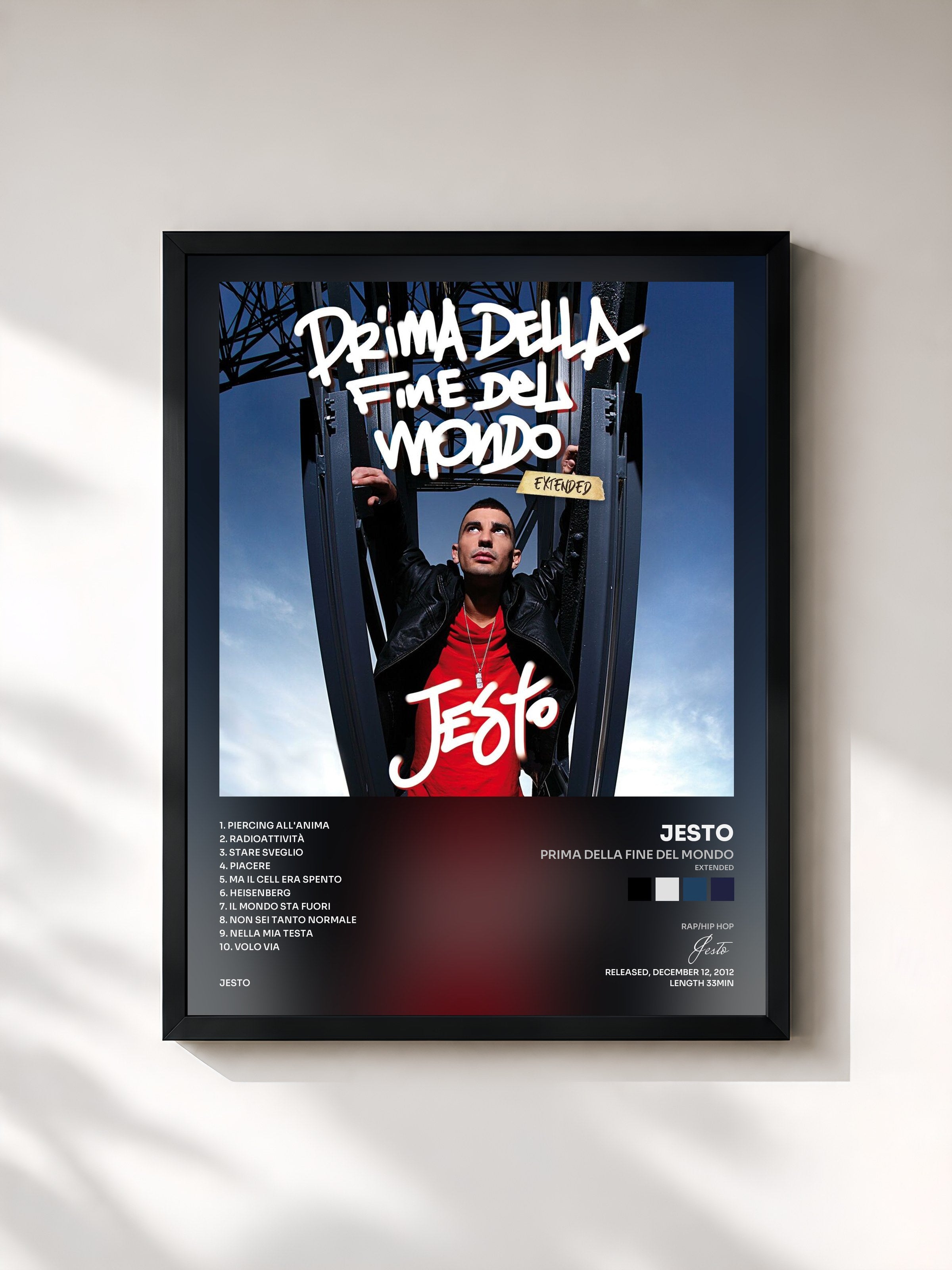 #noir Tableau de l'album Prima Della Fine Del Mondo (Extended) de Jesto, cadre noir, imprimé et encadré en France