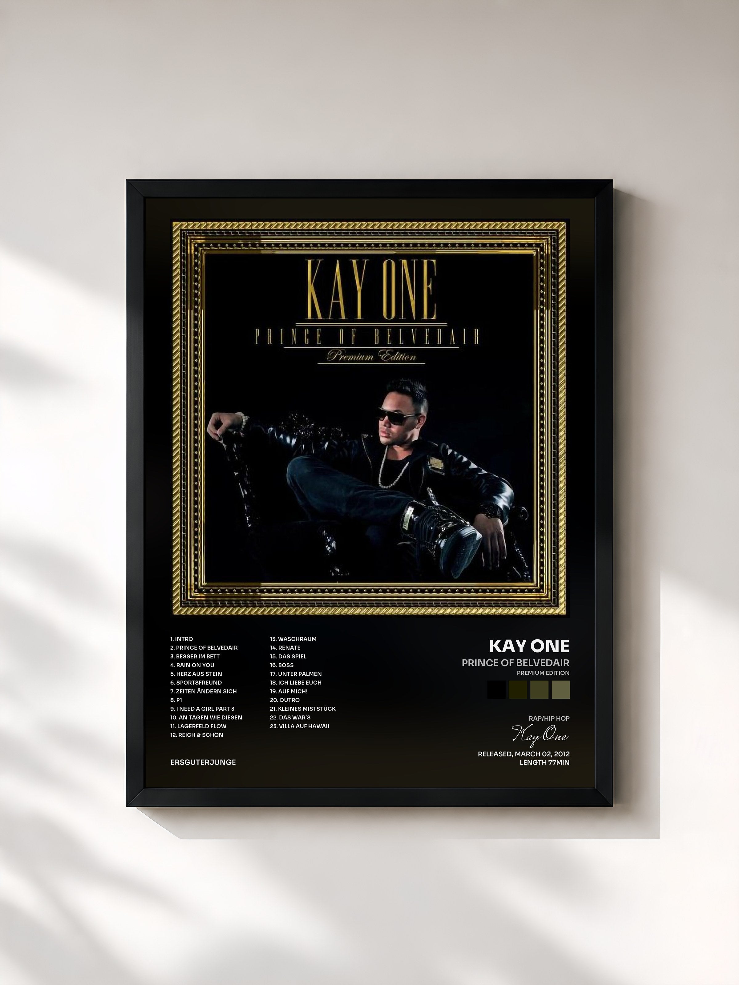 #noir Tableau de l'album Prince of Belvedair (Premium Edition) de Kay One, cadre noir, imprimé et encadré en France