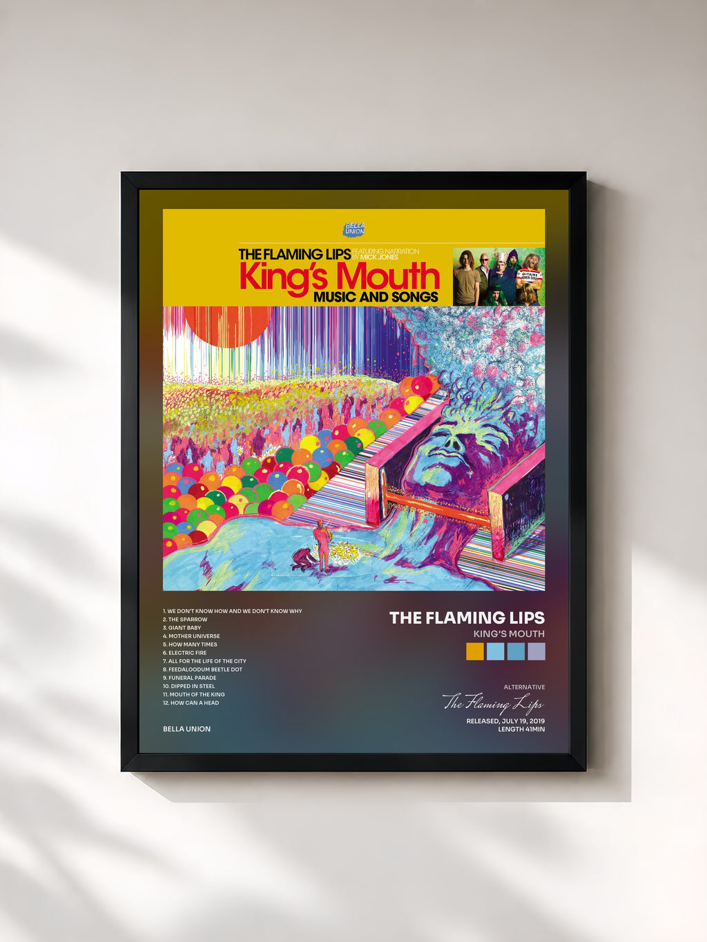 #noir Tableau de l'album King's Mouth de The Flaming Lips, cadre noir, imprimé et encadré en France