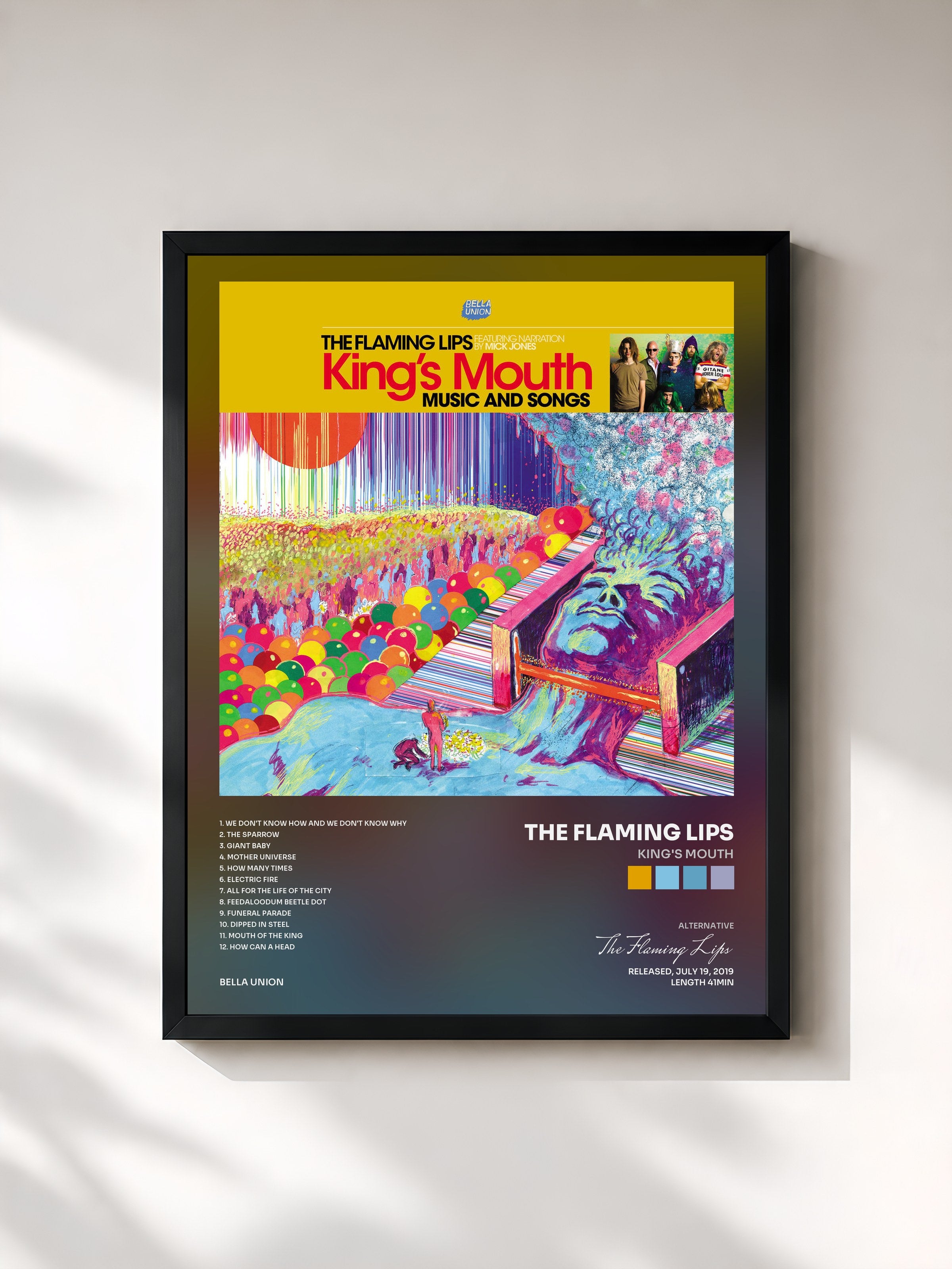 #noir Tableau de l'album King's Mouth de The Flaming Lips, cadre noir, imprimé et encadré en France