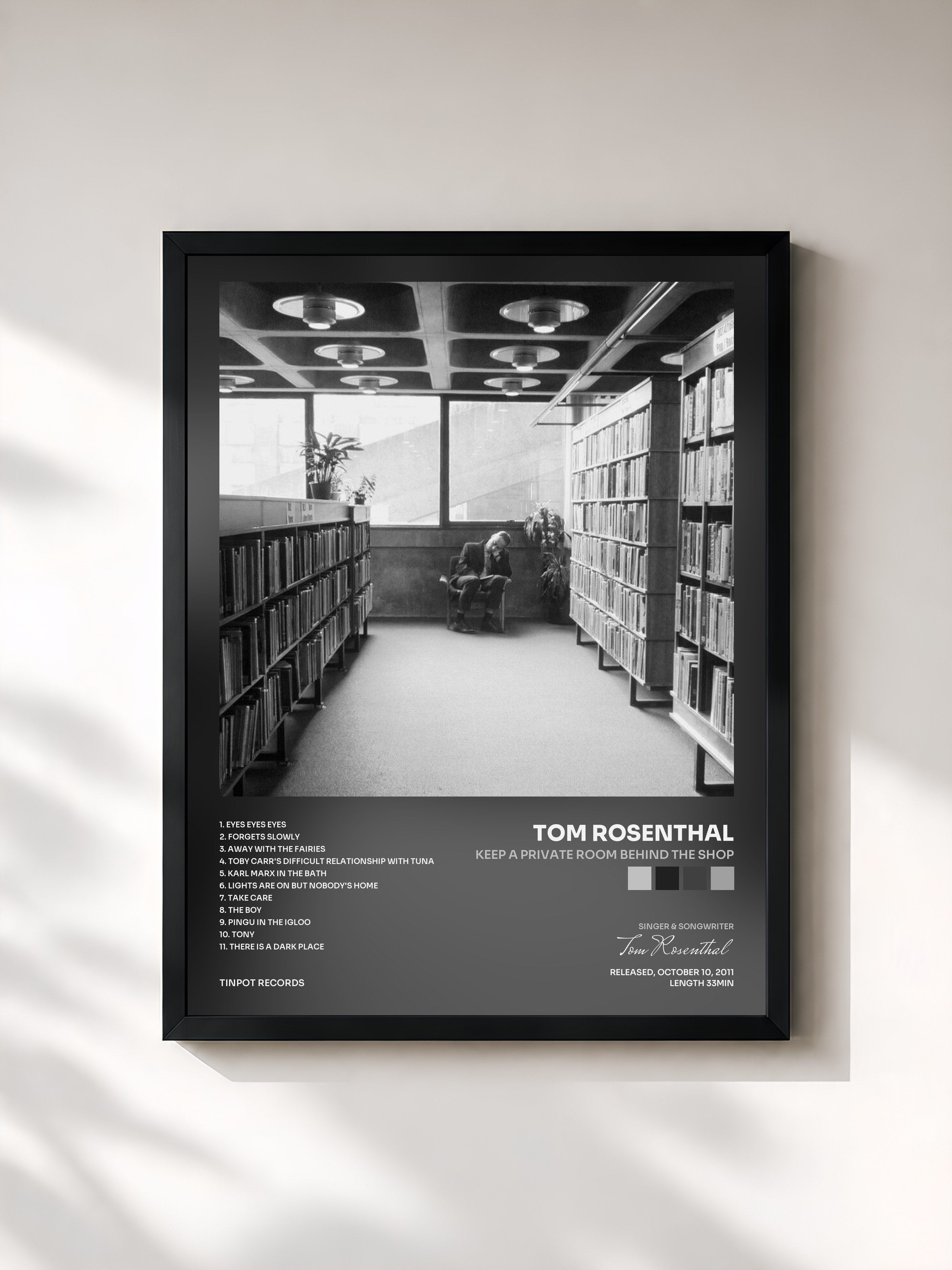 #noir Tableau de l'album Keep a Private Room Behind the Shop de Tom Rosenthal, cadre noir, imprimé et encadré en France