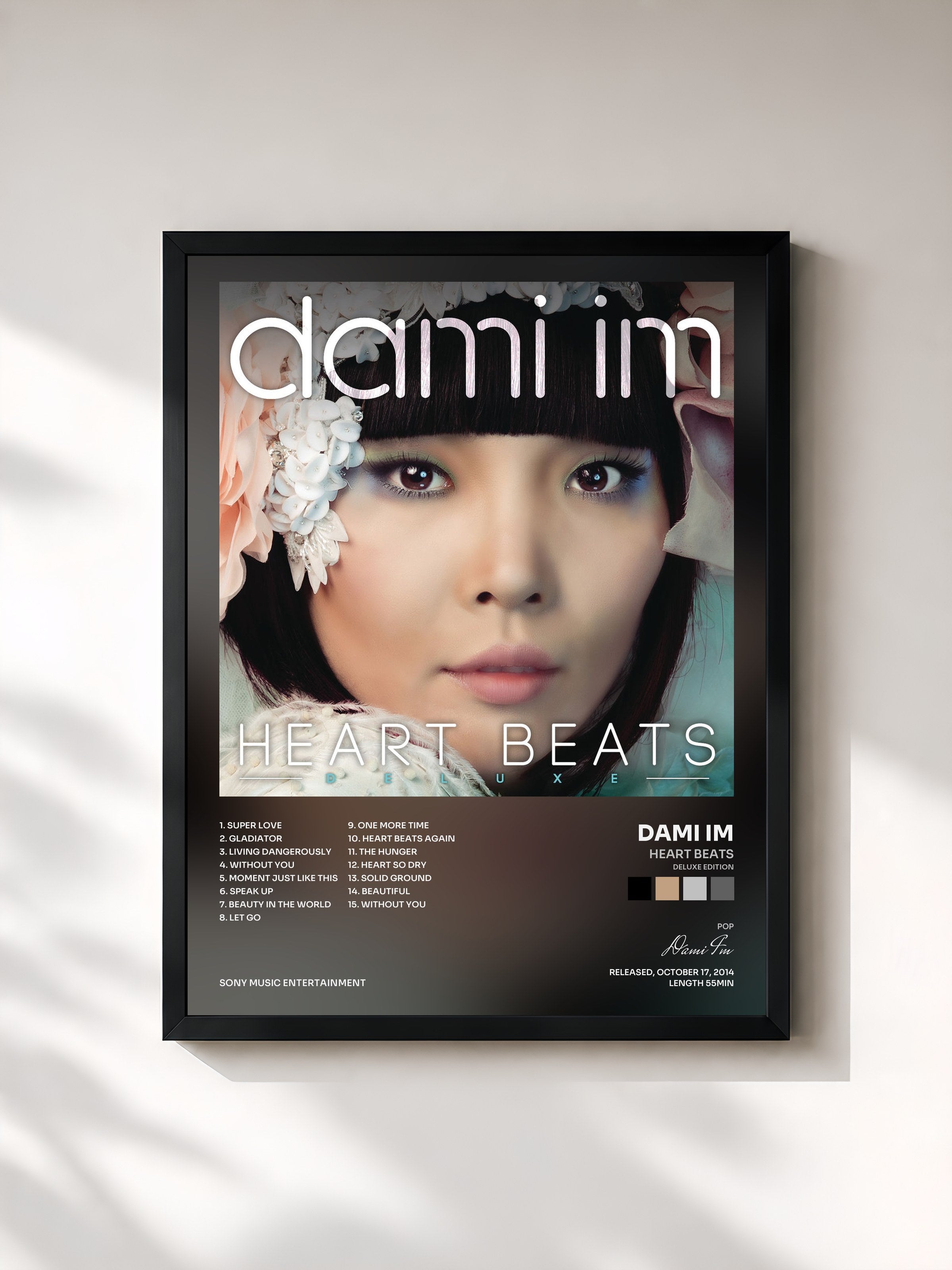 #noir Tableau de l'album Heart Beats (Deluxe Edition) de Dami Im, cadre noir, imprimé et encadré en France