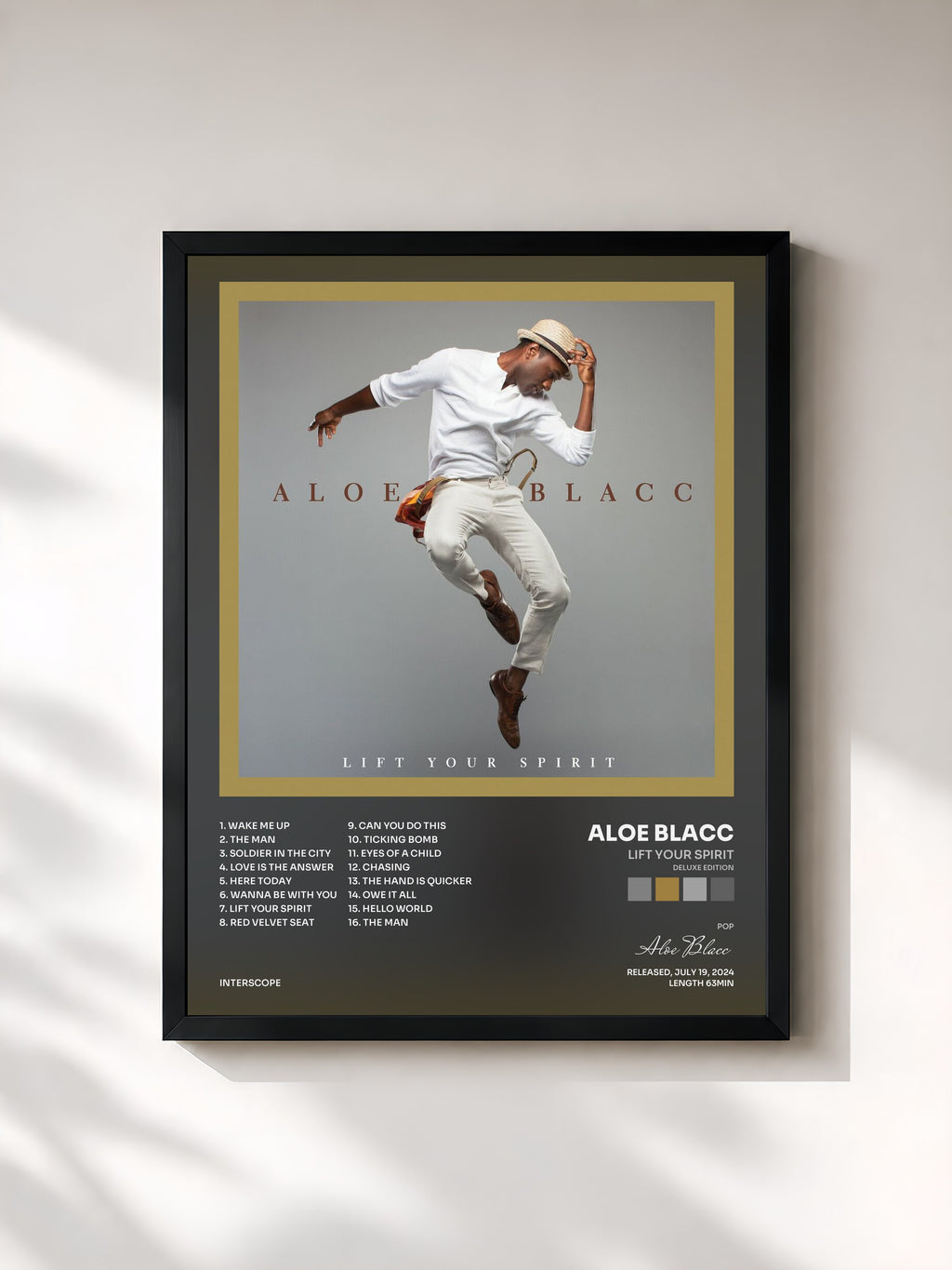 #noir Tableau de l'album Lift Your Spirit (Deluxe Edition) de Aloe Blacc, cadre noir, imprimé et encadré en France