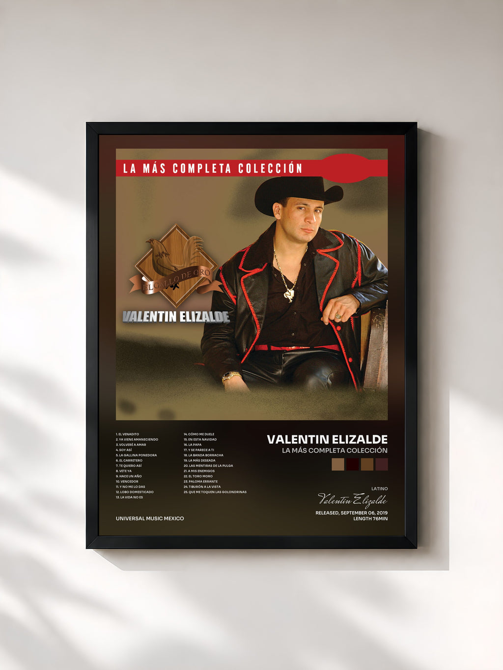 #noir Tableau de l'album La Más Completa Colección de Valentin Elizalde, cadre noir, imprimé et encadré en France