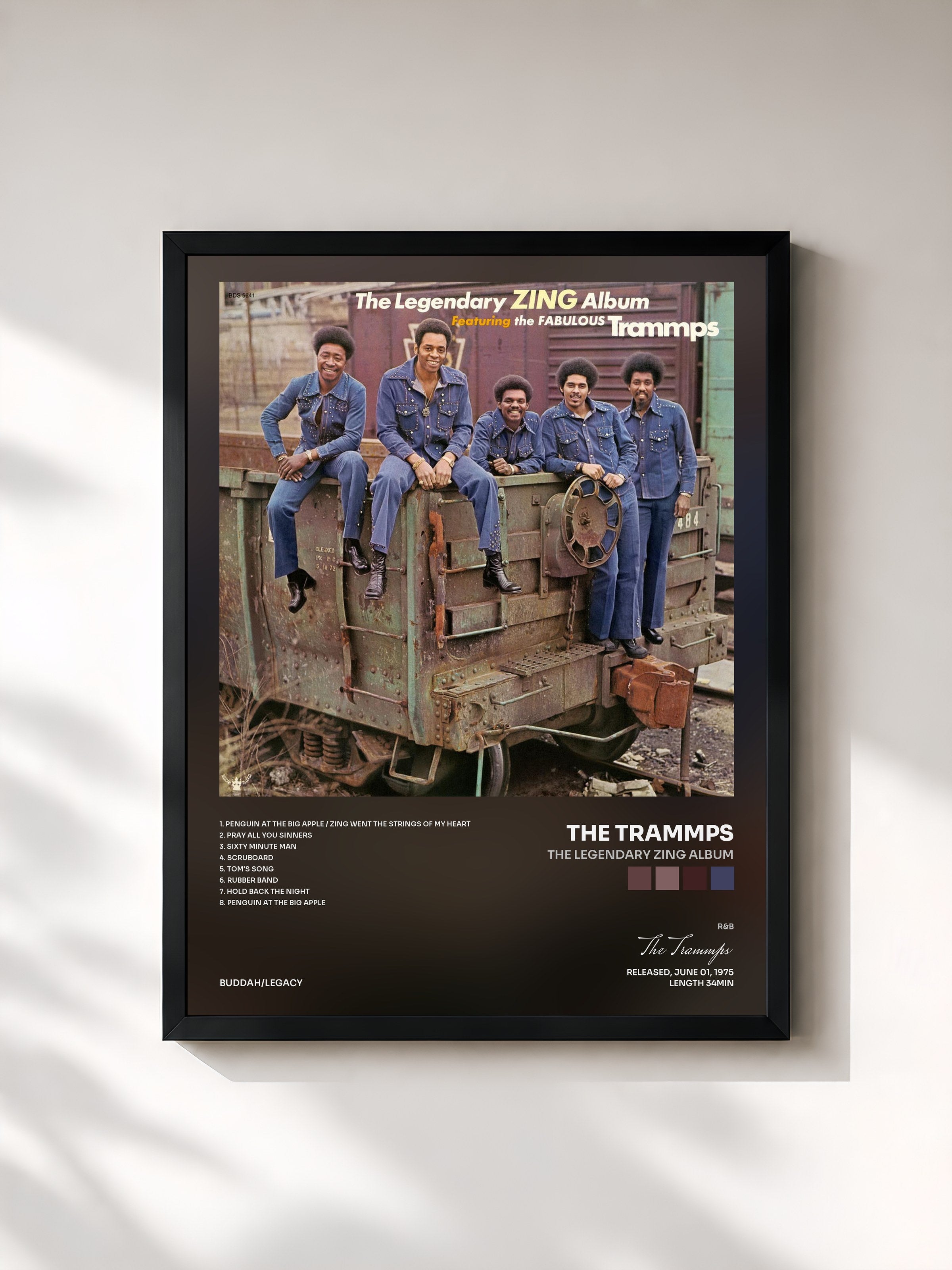 #noir Tableau de l'album The Legendary Zing Album de The Trammps, cadre noir, imprimé et encadré en France