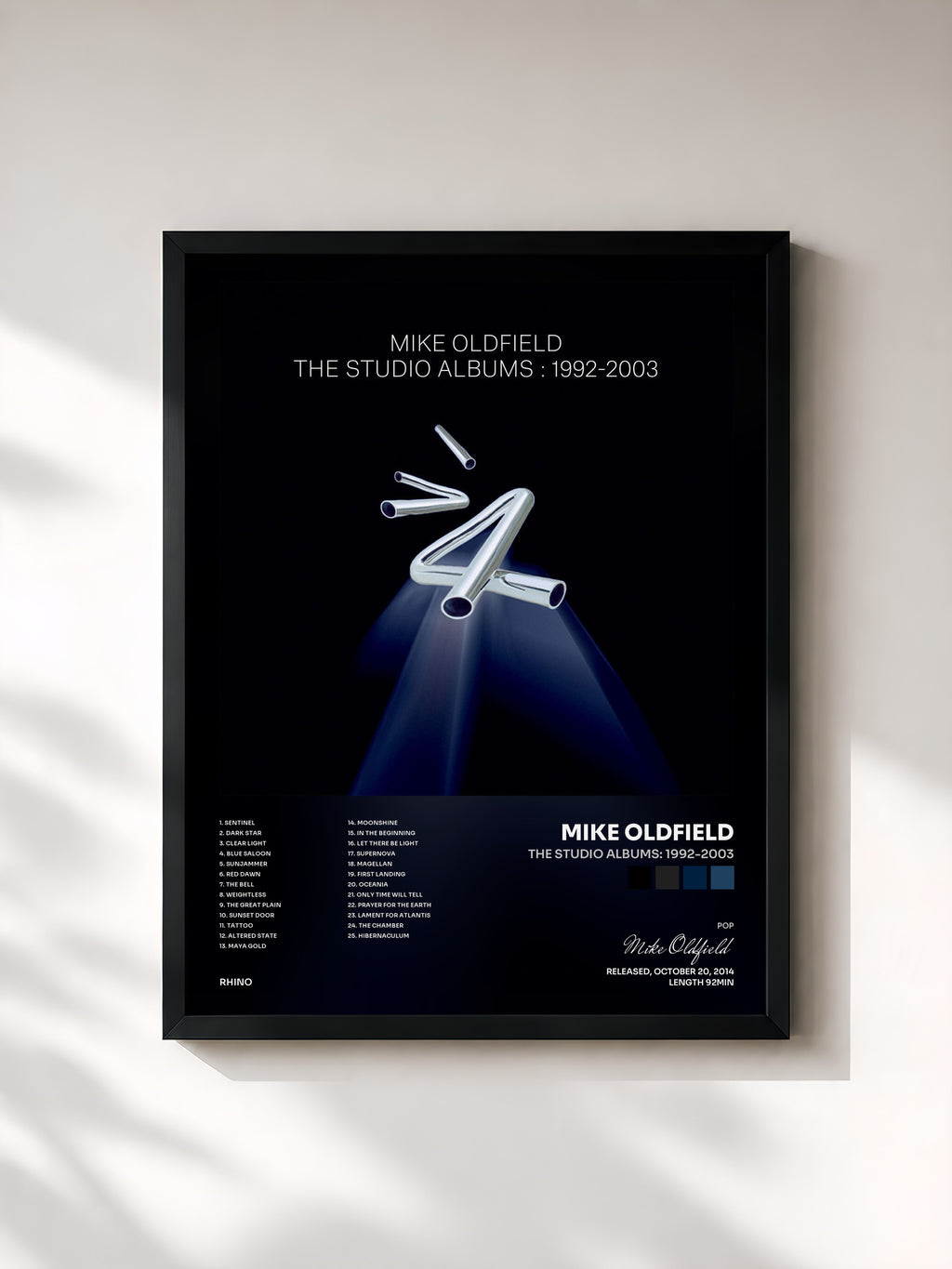 #noir Tableau de l'album The Studio Albums: 1992-2003 de Mike Oldfield, cadre noir, imprimé et encadré en France