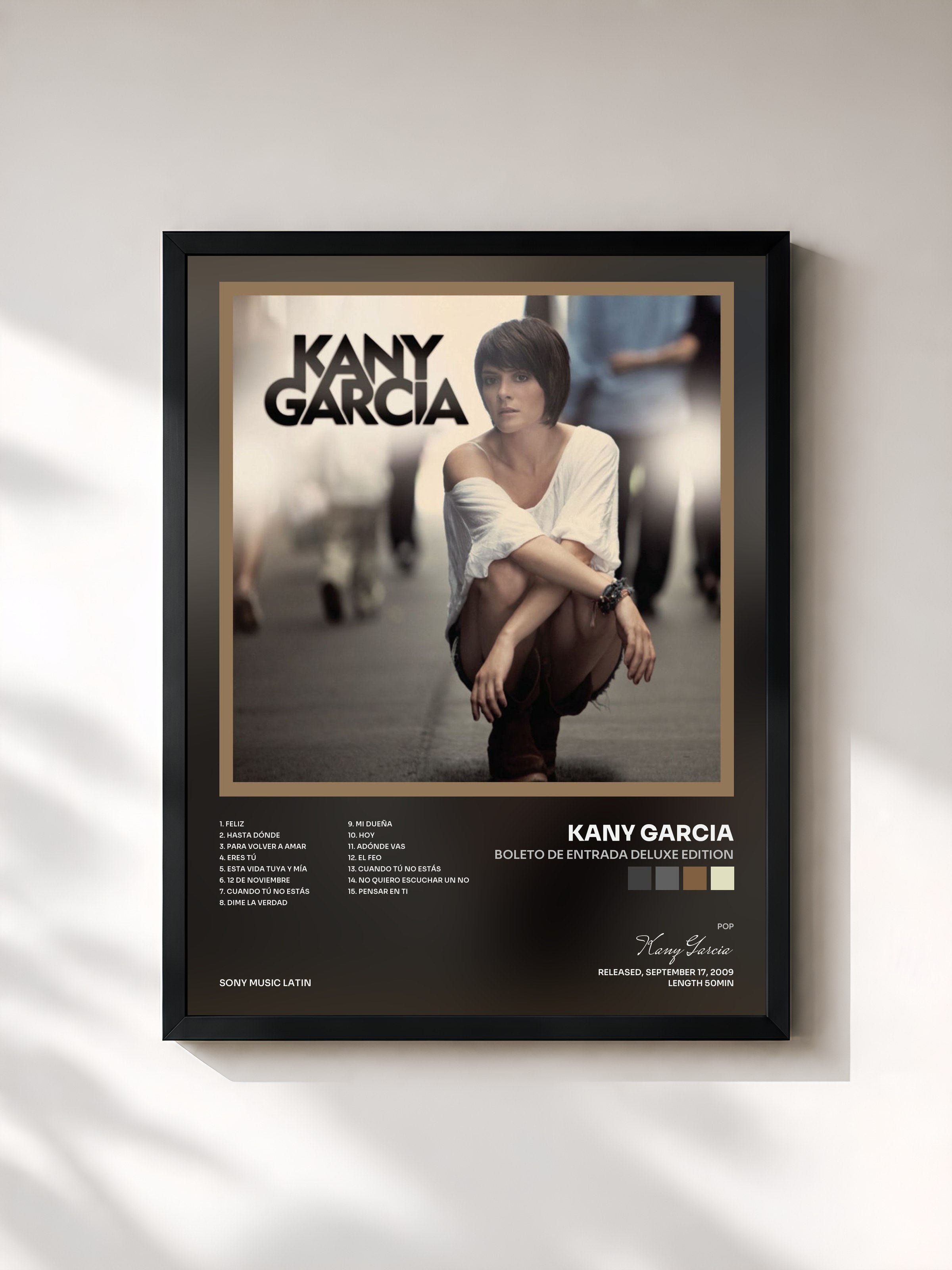 #noir Tableau de l'album Boleto De Entrada Deluxe Edition de Kany Garcia, cadre noir, imprimé et encadré en France