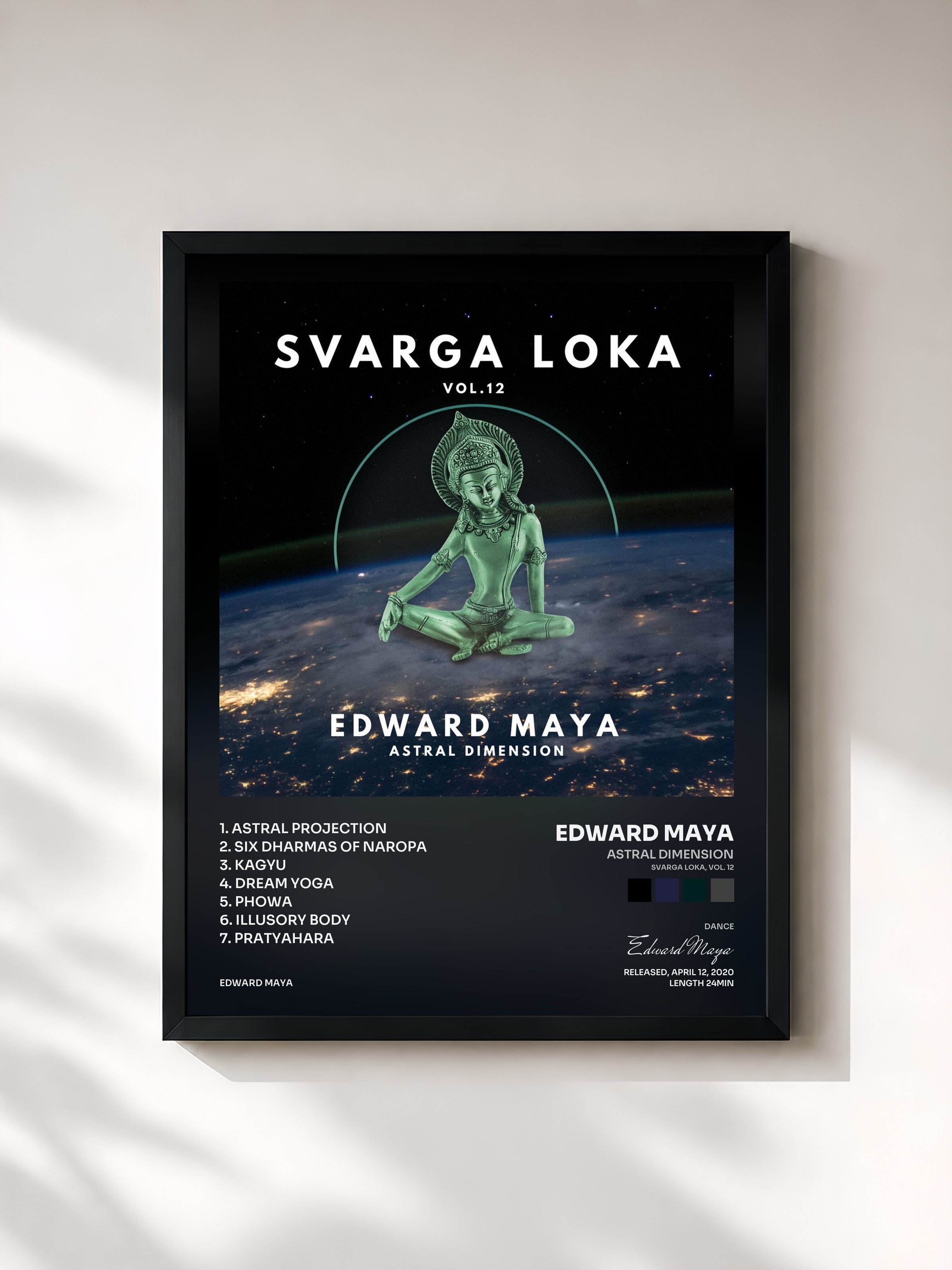 #noir Tableau de l'album Astral Dimension (Svarga Loka, Vol. 12) de Edward Maya, cadre noir, imprimé et encadré en France