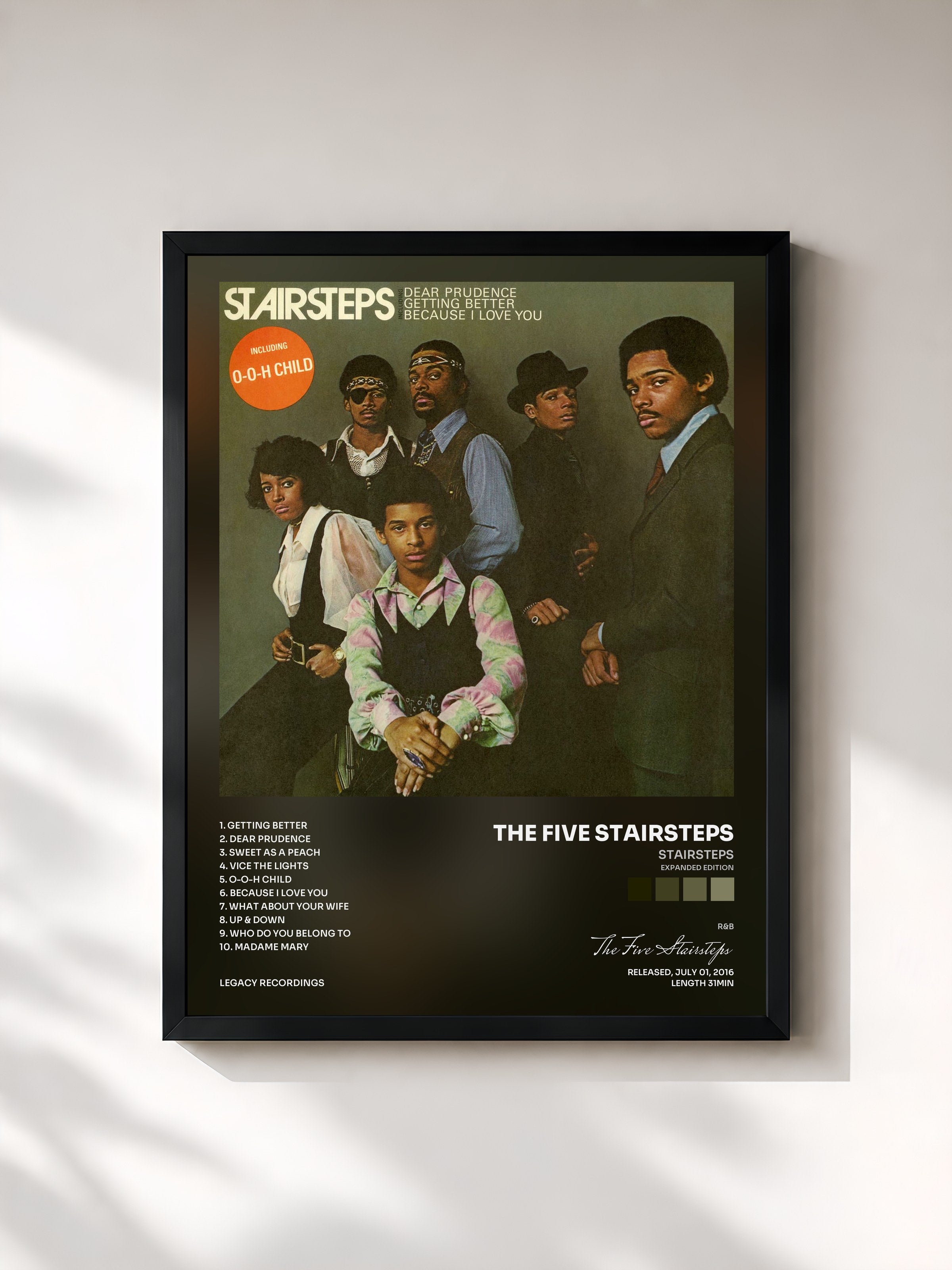#noir Tableau de l'album Stairsteps (Expanded Edition) de The Five Stairsteps, cadre noir, imprimé et encadré en France