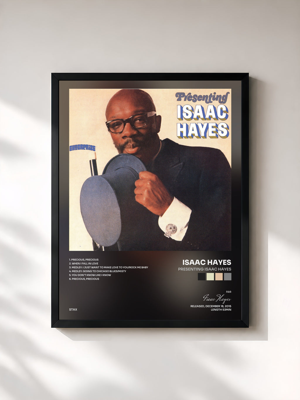 #noir Tableau de l'album Presenting Isaac Hayes de Isaac Hayes, cadre noir, imprimé et encadré en France