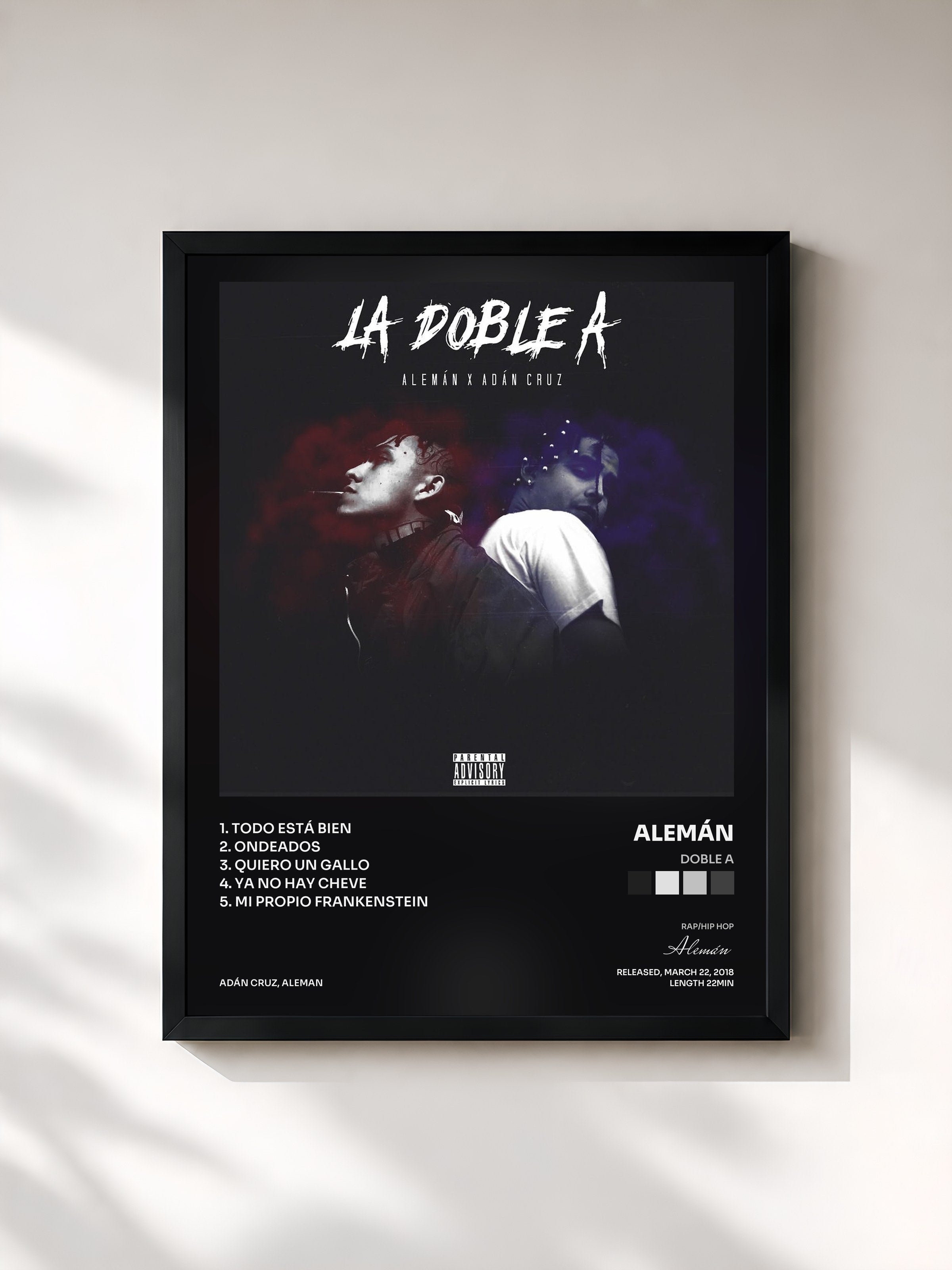 #noir Tableau de l'album Doble A de Alemán, cadre noir, imprimé et encadré en France