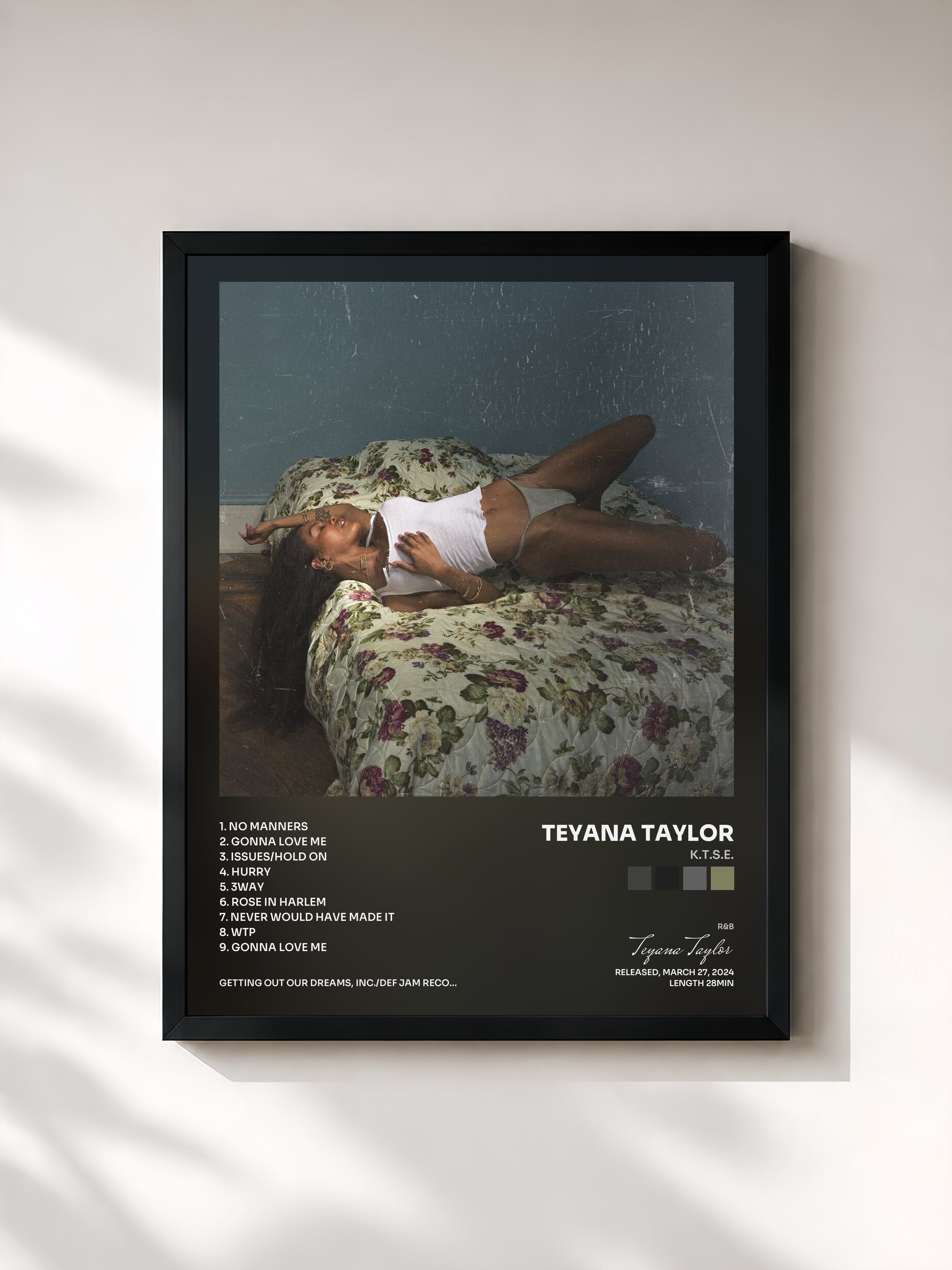 #noir Tableau de l'album K.T.S.E. de Teyana Taylor, cadre noir, imprimé et encadré en France