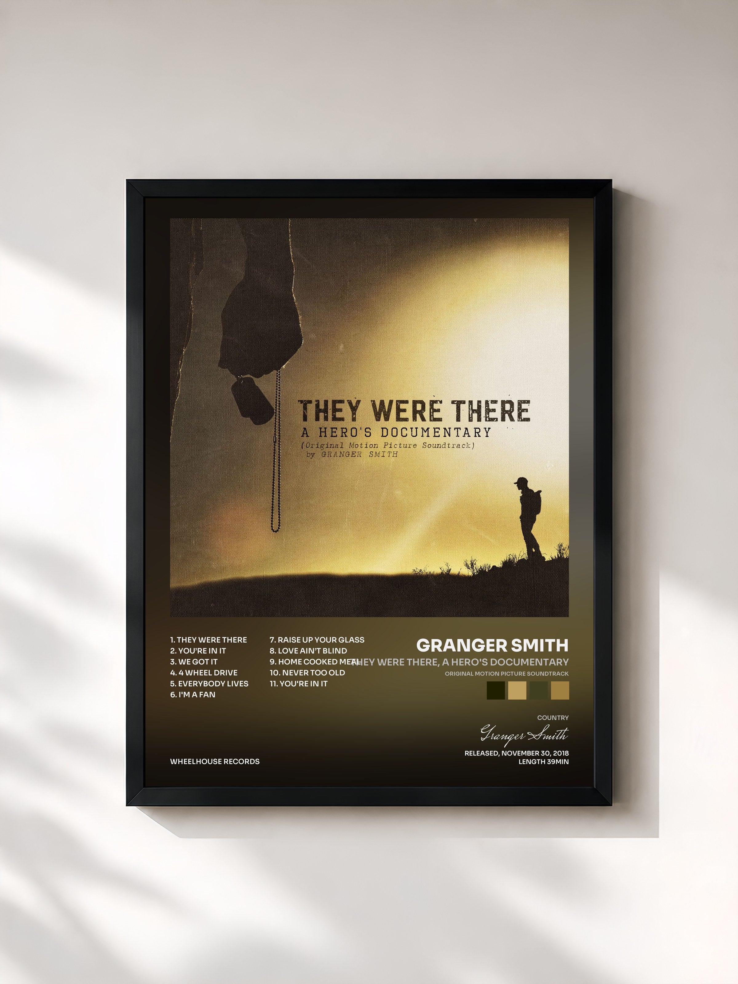 #noir Tableau de l'album They Were There, A Hero's Documentary (Original Motion Picture Soundtrack) de Granger Smith, cadre noir, imprimé et encadré en France