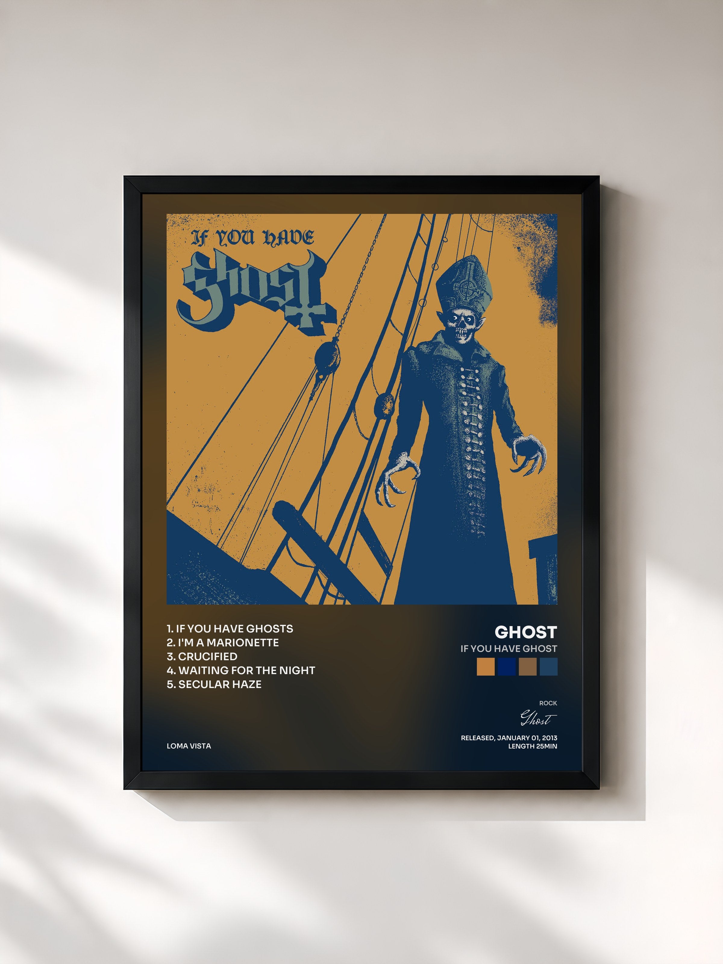 #noir Tableau de l'album If You Have Ghost de Ghost, cadre noir, imprimé et encadré en France