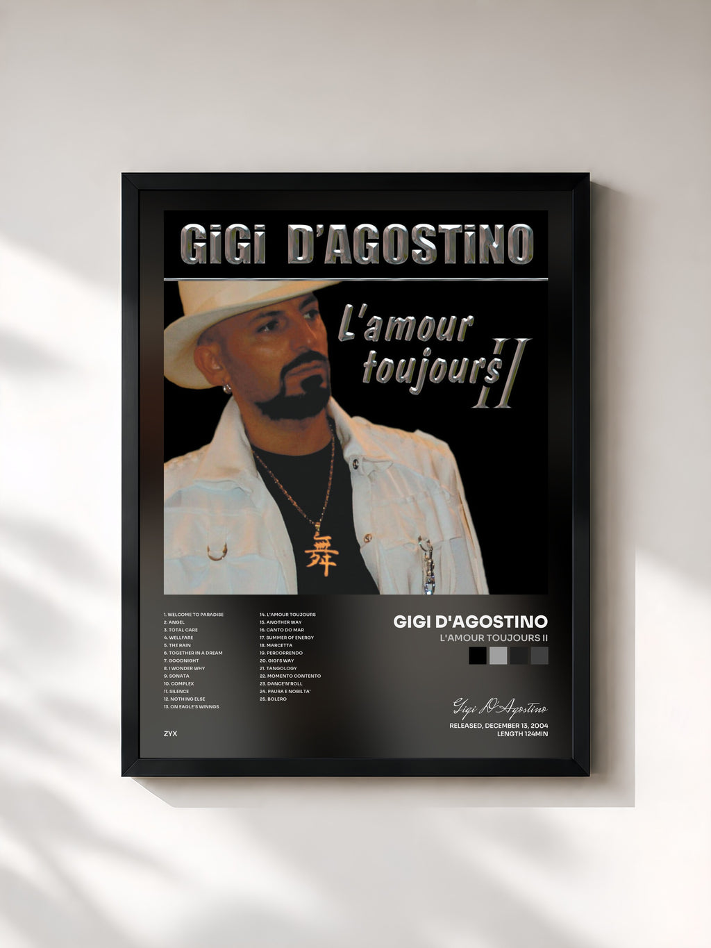 #noir Tableau de l'album L'Amour Toujours II de Gigi D'Agostino, cadre noir, imprimé et encadré en France
