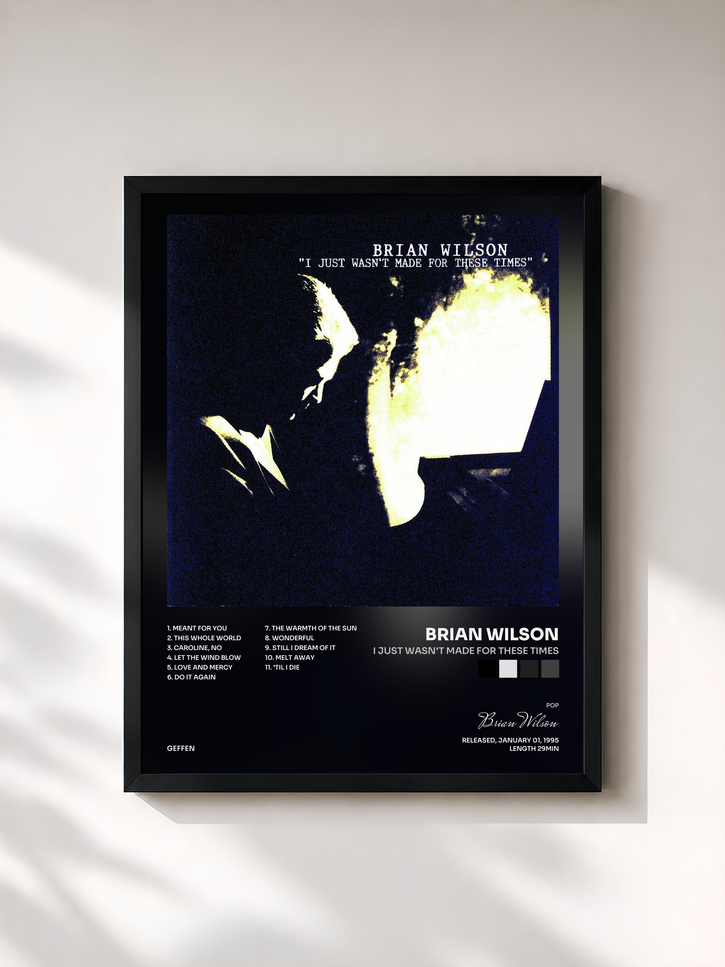 #noir Tableau de l'album I Just Wasn't Made For These Times de Brian Wilson, cadre noir, imprimé et encadré en France