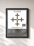 #noir Tableau de l'album God Hates Us All de Slayer, cadre noir, imprimé et encadré en France