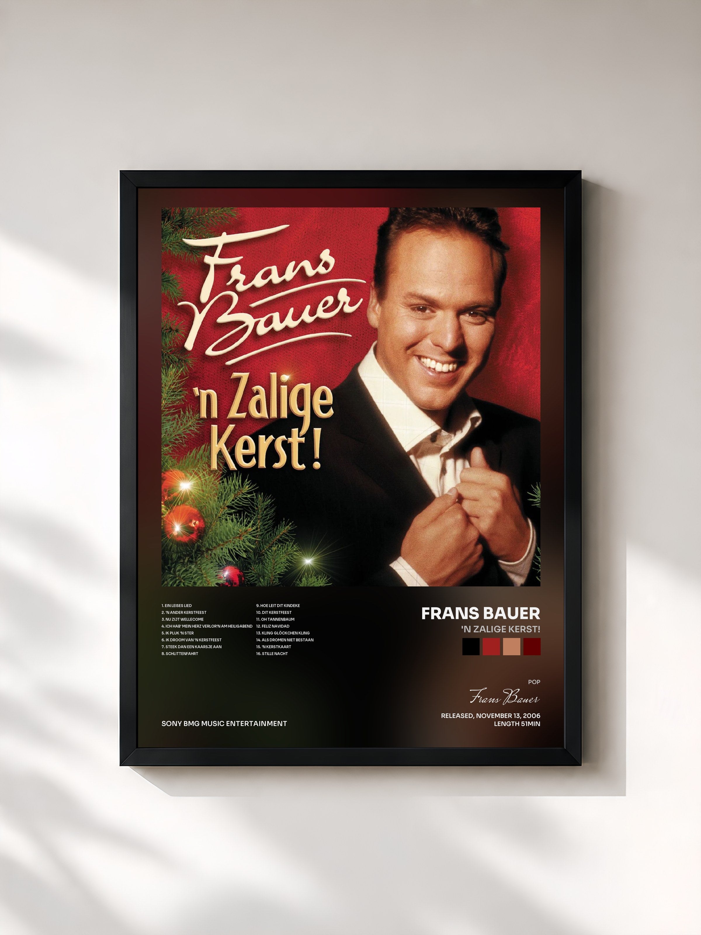 #noir Tableau de l'album 'n Zalige Kerst! de Frans Bauer, cadre noir, imprimé et encadré en France