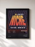 #noir Tableau de l'album The Best de Grupo Niche, cadre noir, imprimé et encadré en France