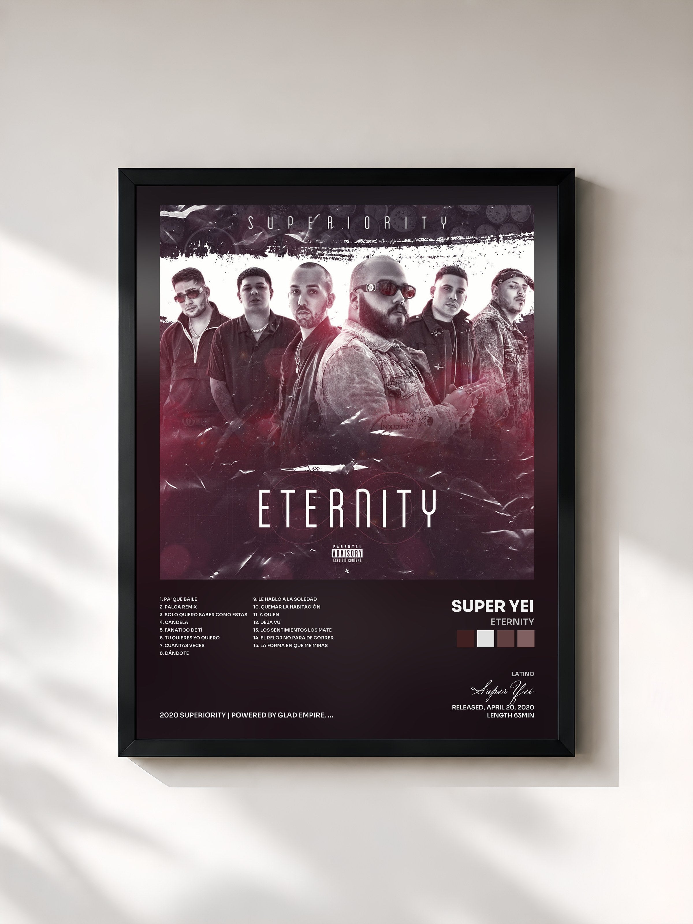 #noir Tableau de l'album Eternity de Super Yei, cadre noir, imprimé et encadré en France