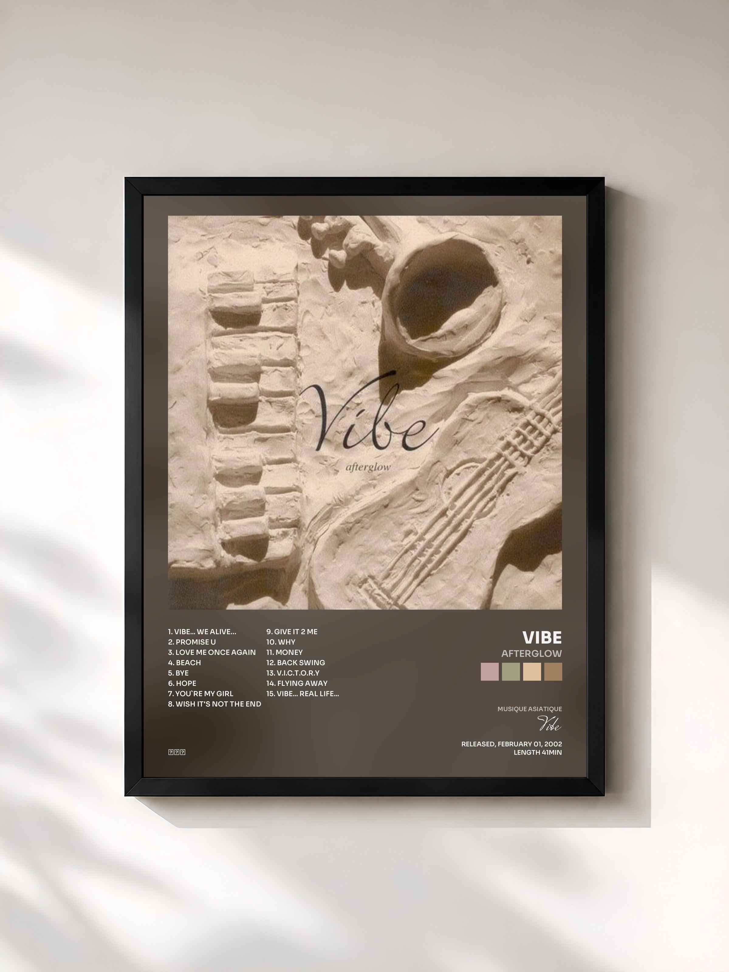 #noir Tableau de l'album Afterglow de Vibe, cadre noir, imprimé et encadré en France