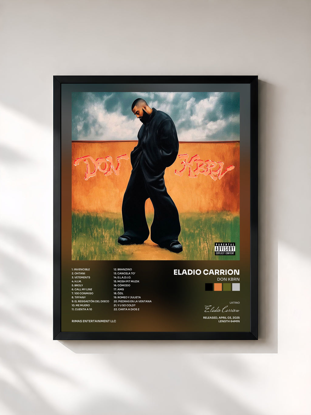 #noir Tableau de l'album DON KBRN de Eladio Carrion, cadre noir, imprimé et encadré en France