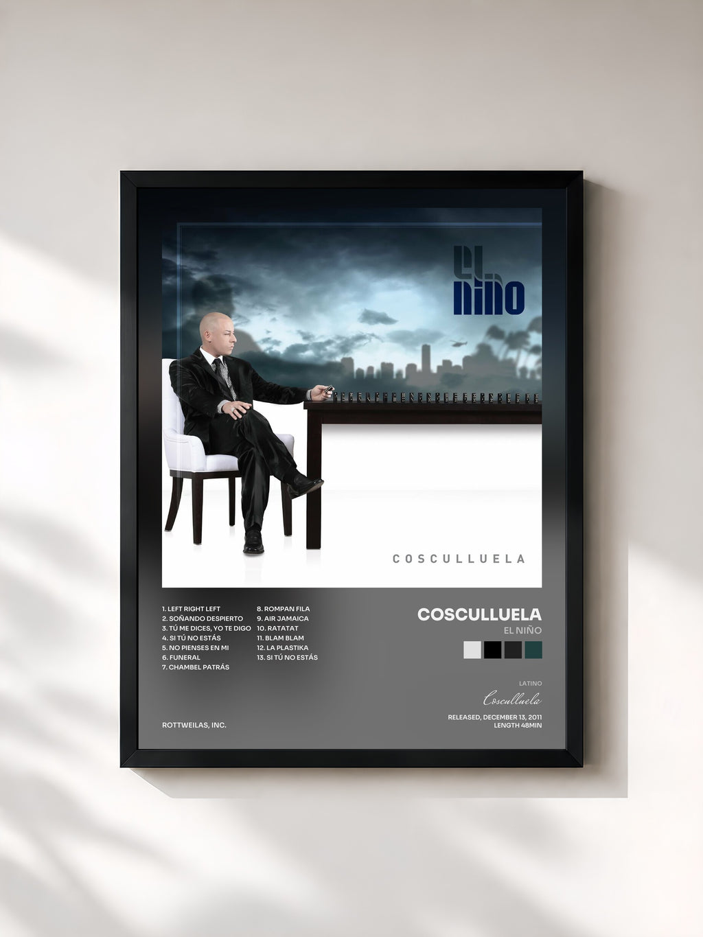 #noir Tableau de l'album El Niño de Cosculluela, cadre noir, imprimé et encadré en France