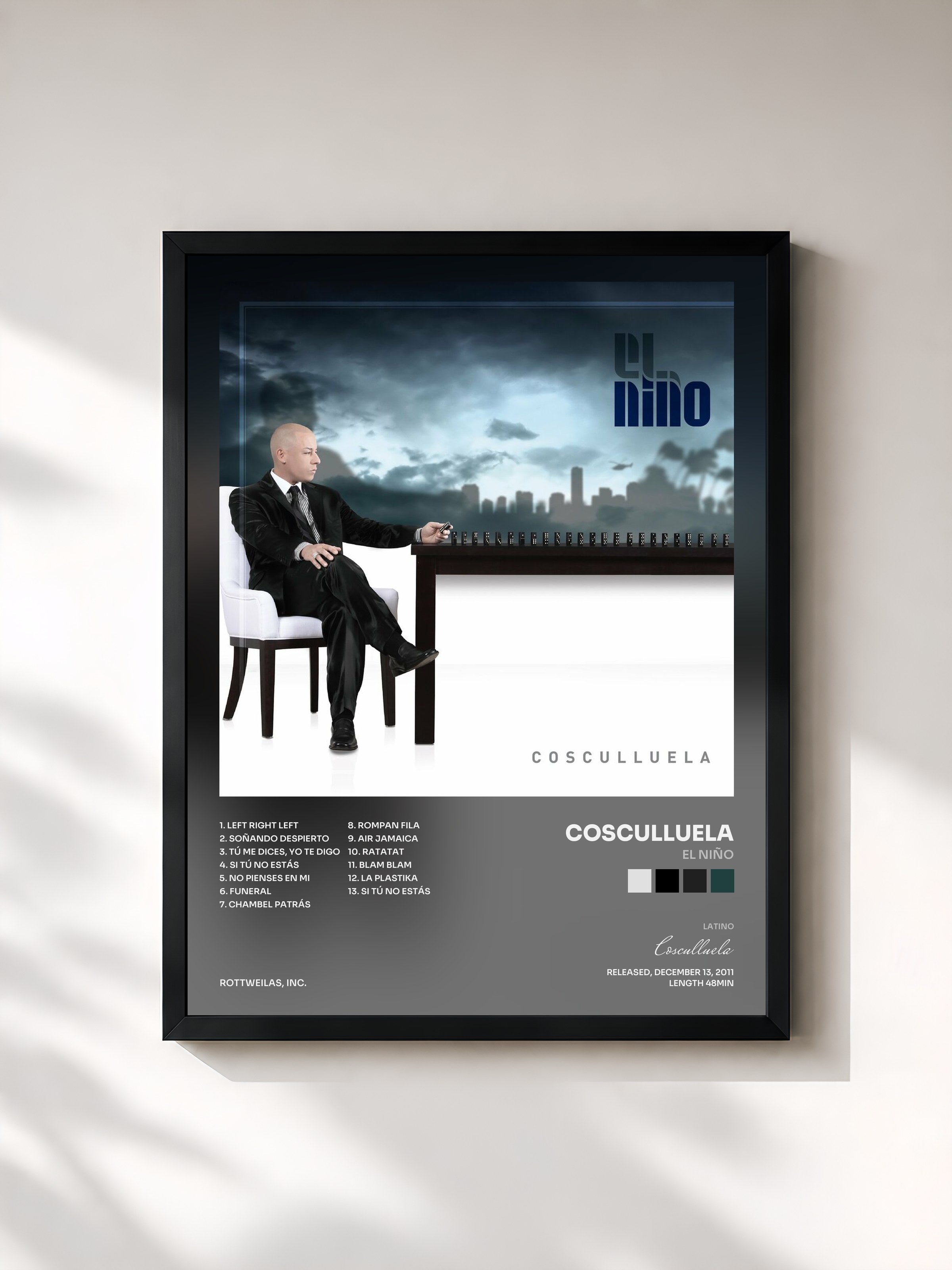 #noir Tableau de l'album El Niño de Cosculluela, cadre noir, imprimé et encadré en France