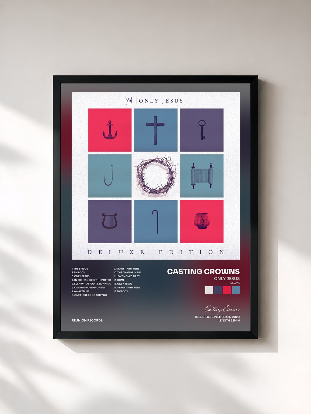 #noir Tableau de l'album Only Jesus (Deluxe) de Casting Crowns, cadre noir, imprimé et encadré en France