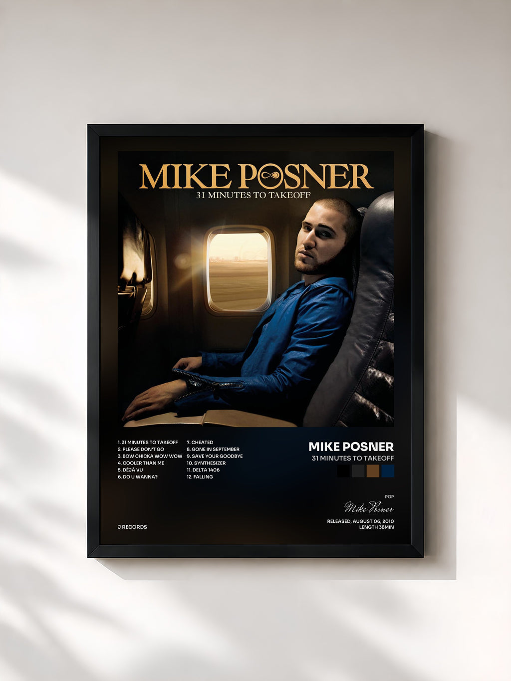 #noir Tableau de l'album 31 Minutes to Takeoff de Mike Posner, cadre noir, imprimé et encadré en France
